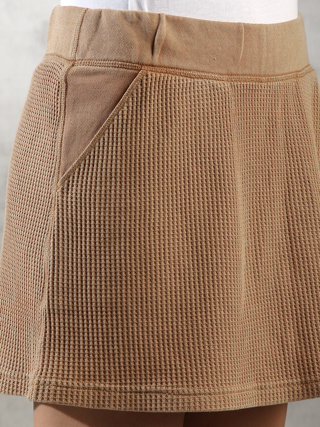 Women Brown Waffle Textured Skirt - Image 6