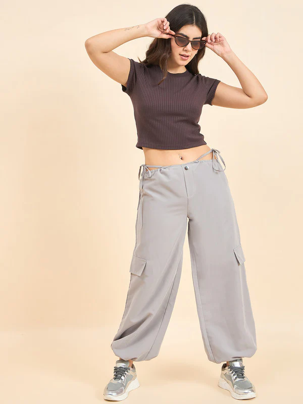 Women Brown Short Sleeve Tank Top - Image 4