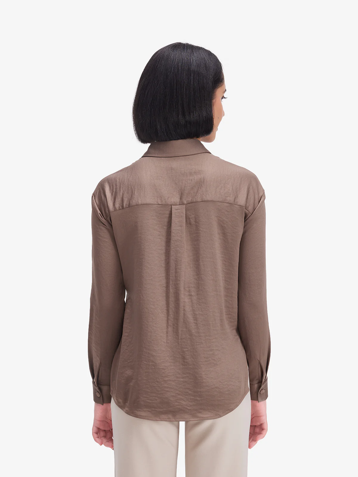 Women Brown Side Knot Detail Shirt - Image 2
