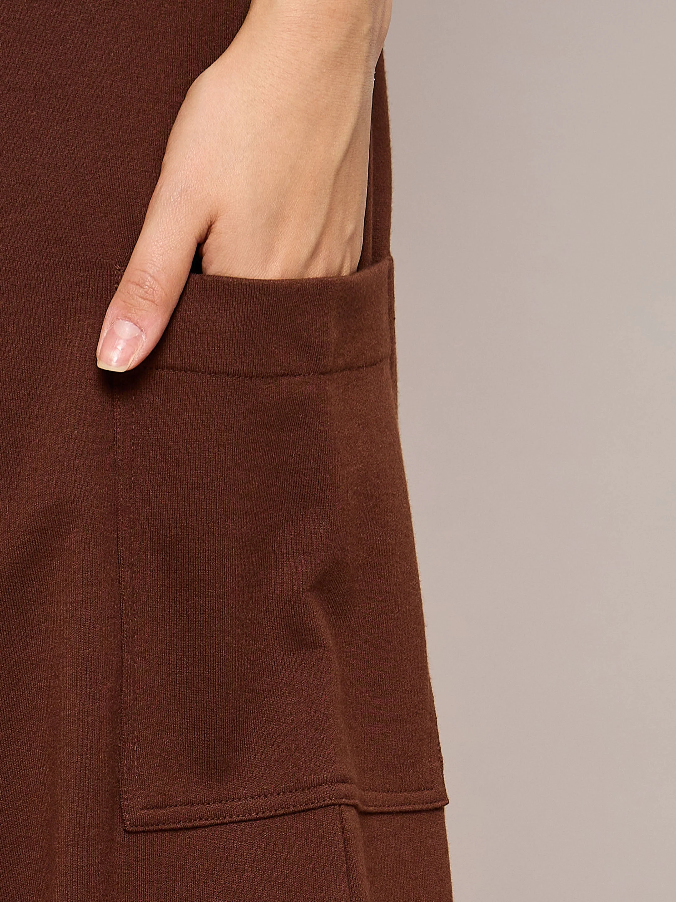 Women Brown Terry Wide Leg Track Pants - Image 5