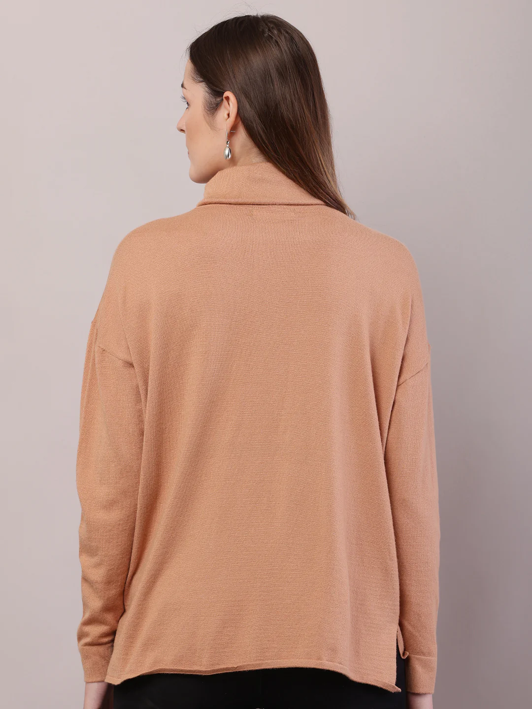Women Brown Viscose Full Sleeve High-Neck Sweater - Image 4