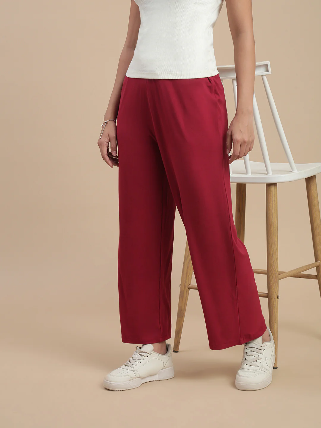 Women Burgundy Palazzos - Image 5