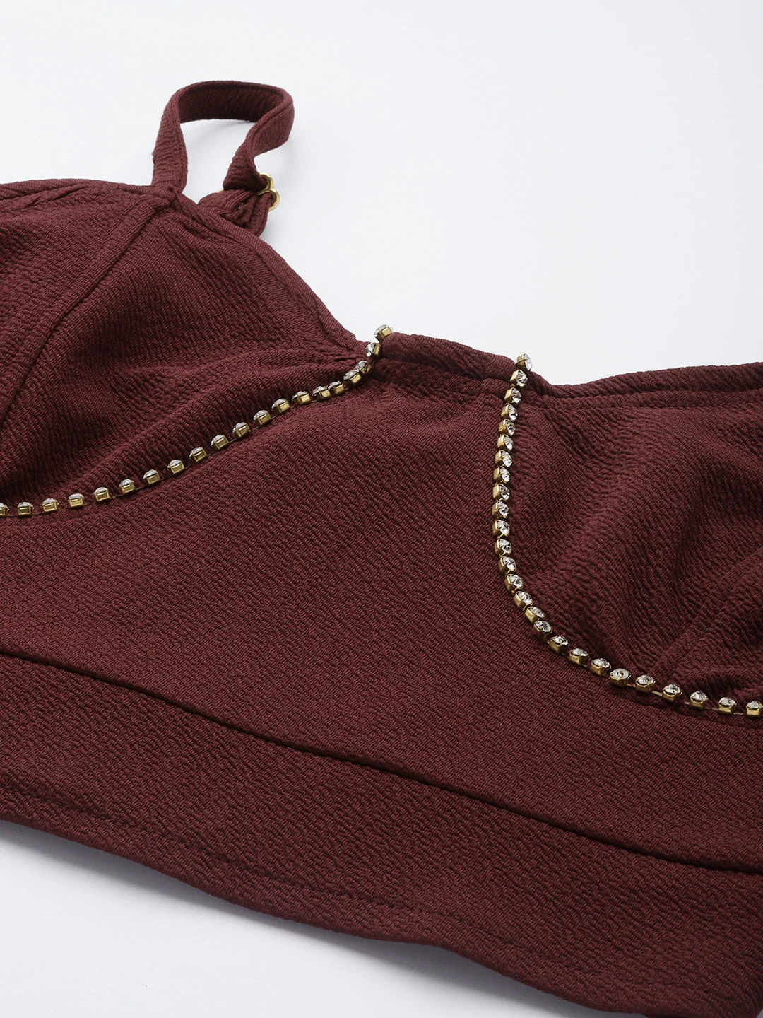 Women Burgundy Bustier Crop Top - Image 2