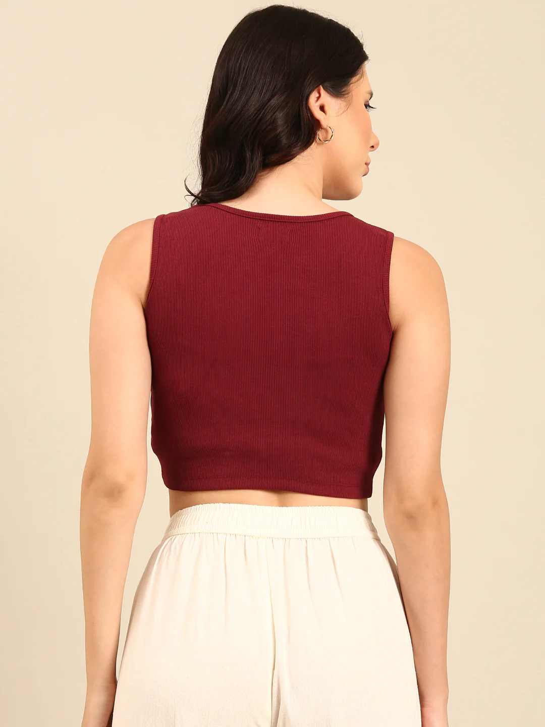 Women Burgundy Casual Top - Image 2