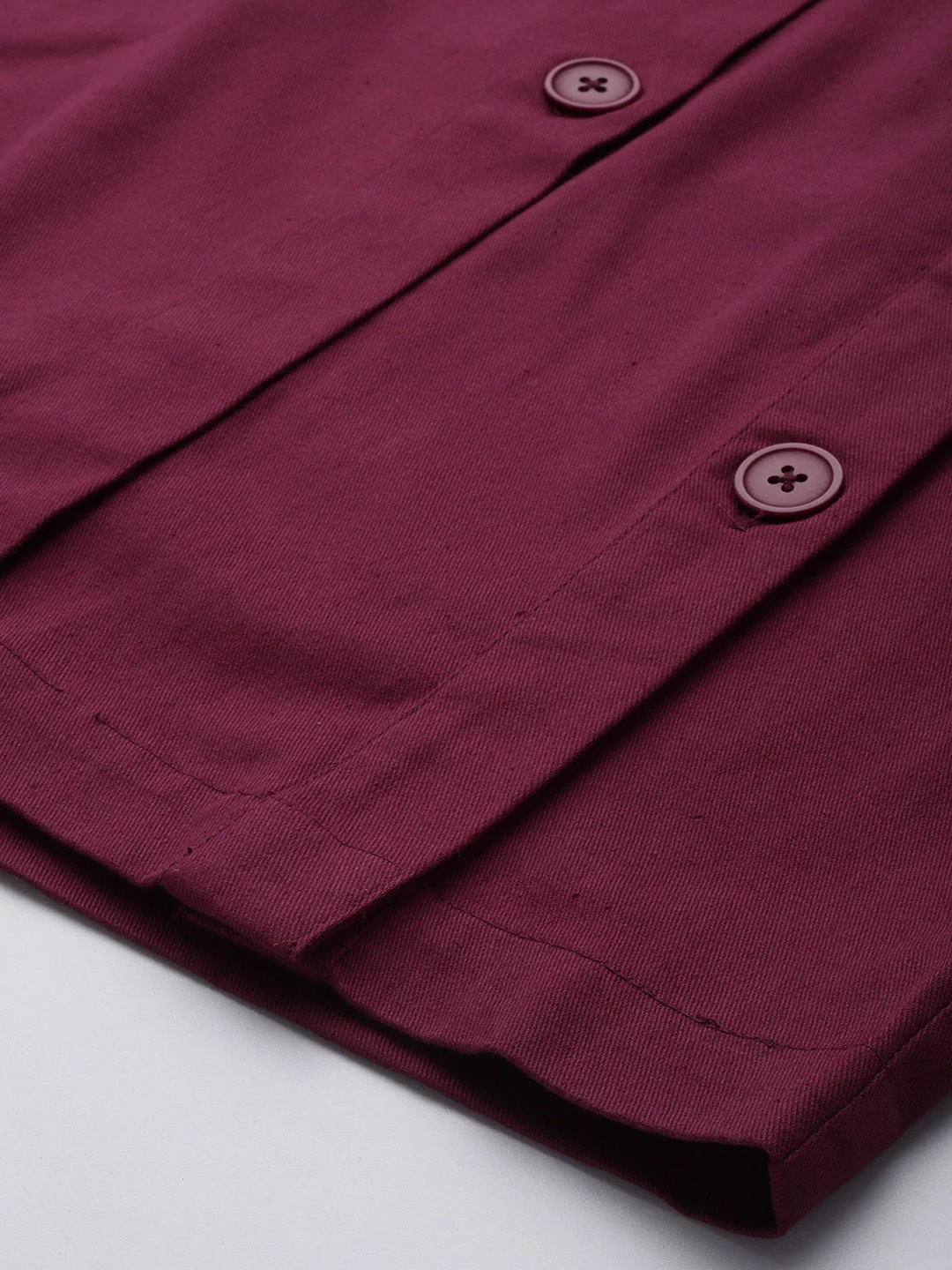 Women Burgundy Twill Front Button Pencil Skirt - Image 6
