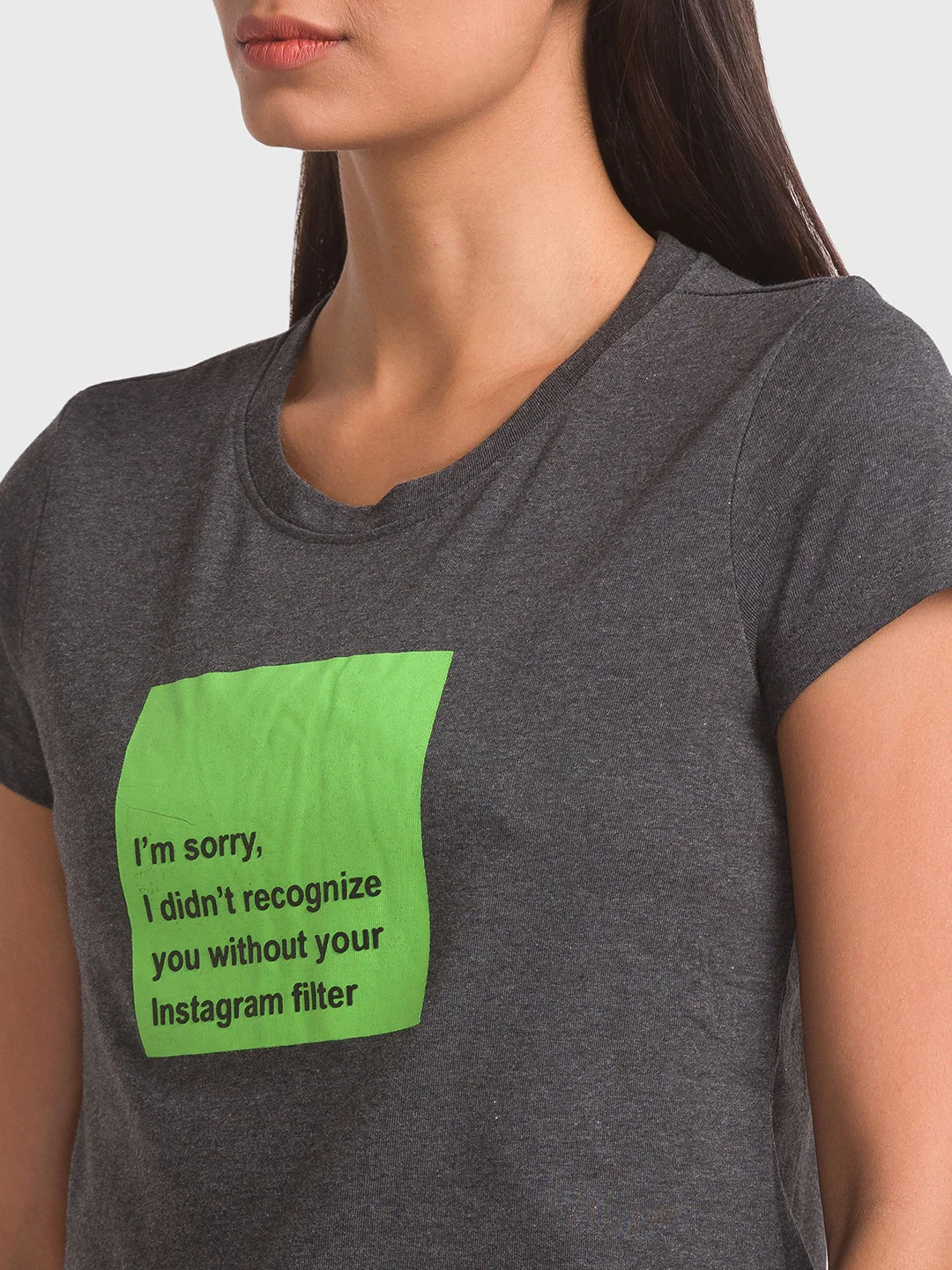 Women Charcoal Printed Tshirt - Image 5