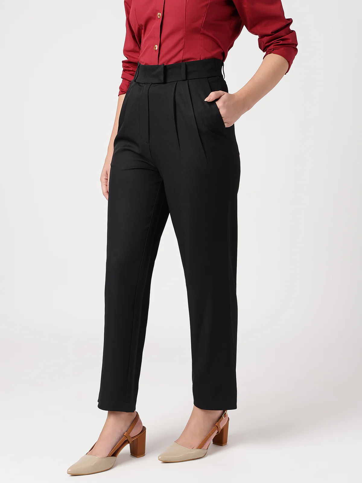 Women Classic Black Trousers - Image 3