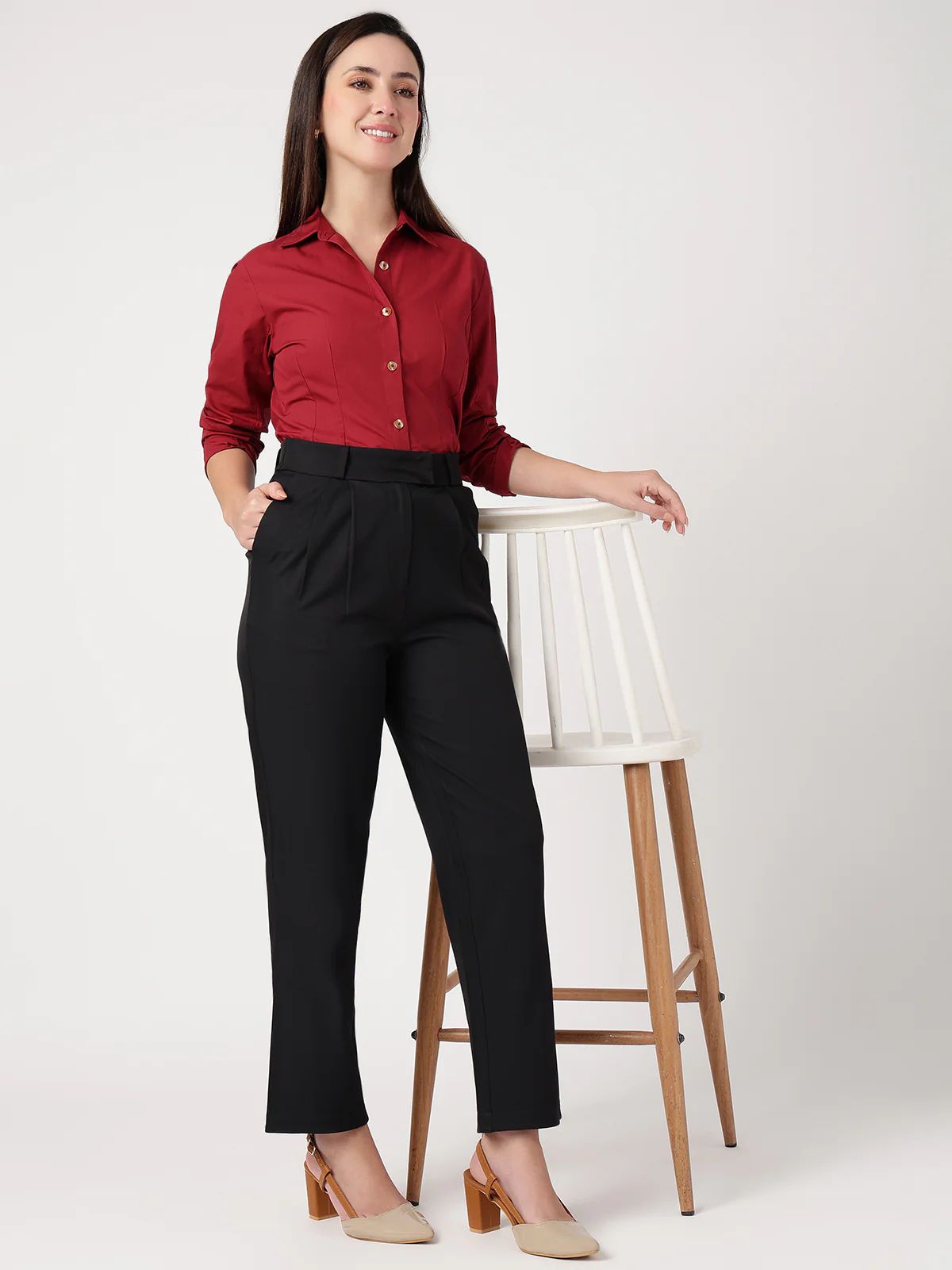 Women Classic Black Trousers - Image 4