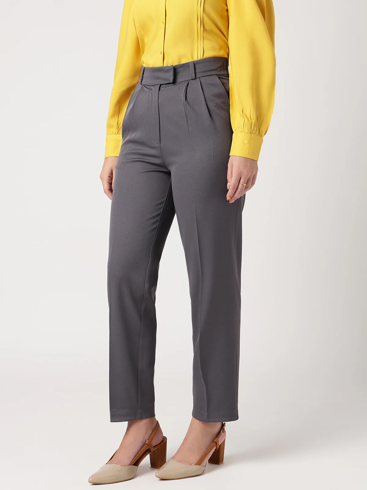Women Classic Grey Trousers - Image 3