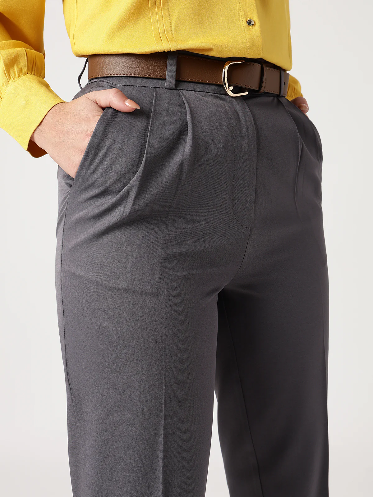 Women Classic Grey Trousers - Image 4