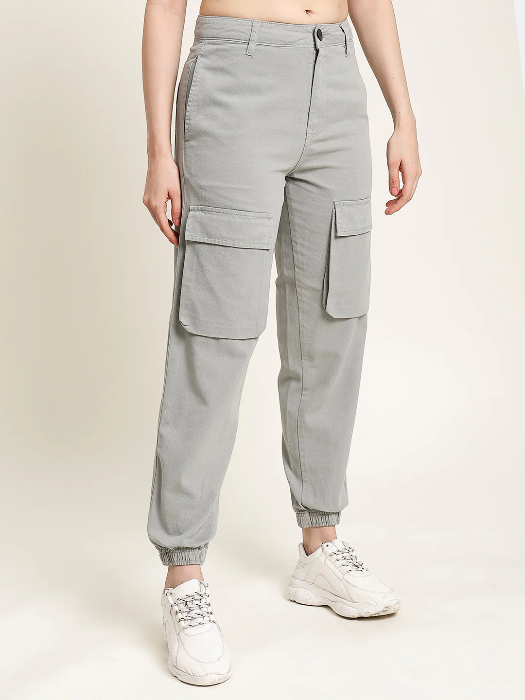 Women Classic Solid Cargos Trousers - Image 2