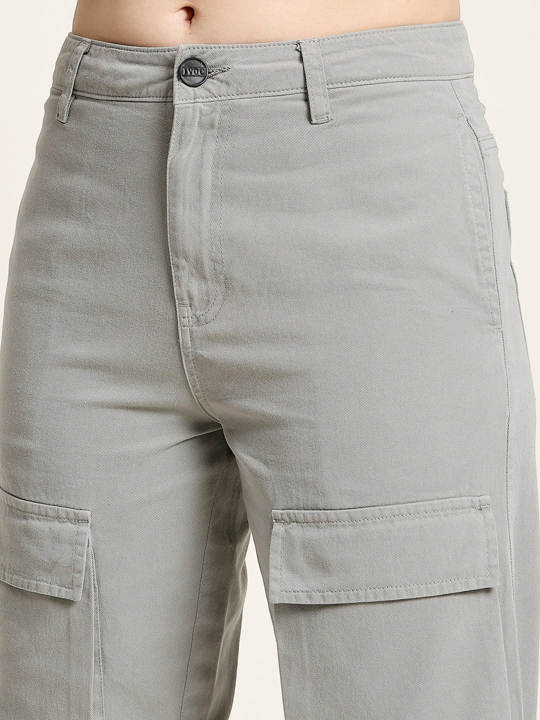 Women Classic Solid Cargos Trousers - Image 6