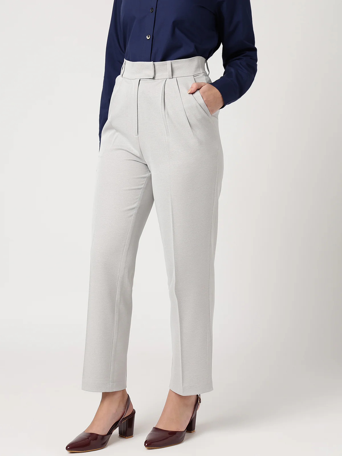 Women Classic White Trousers - Image 3