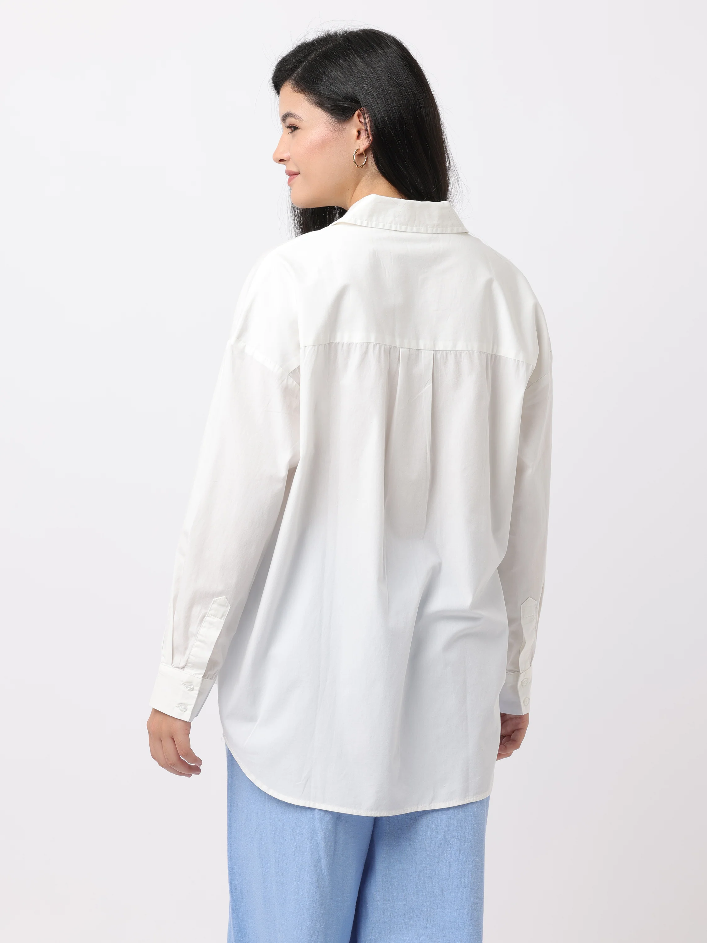 Women Comfortable White Oversized Shirt - Image 2