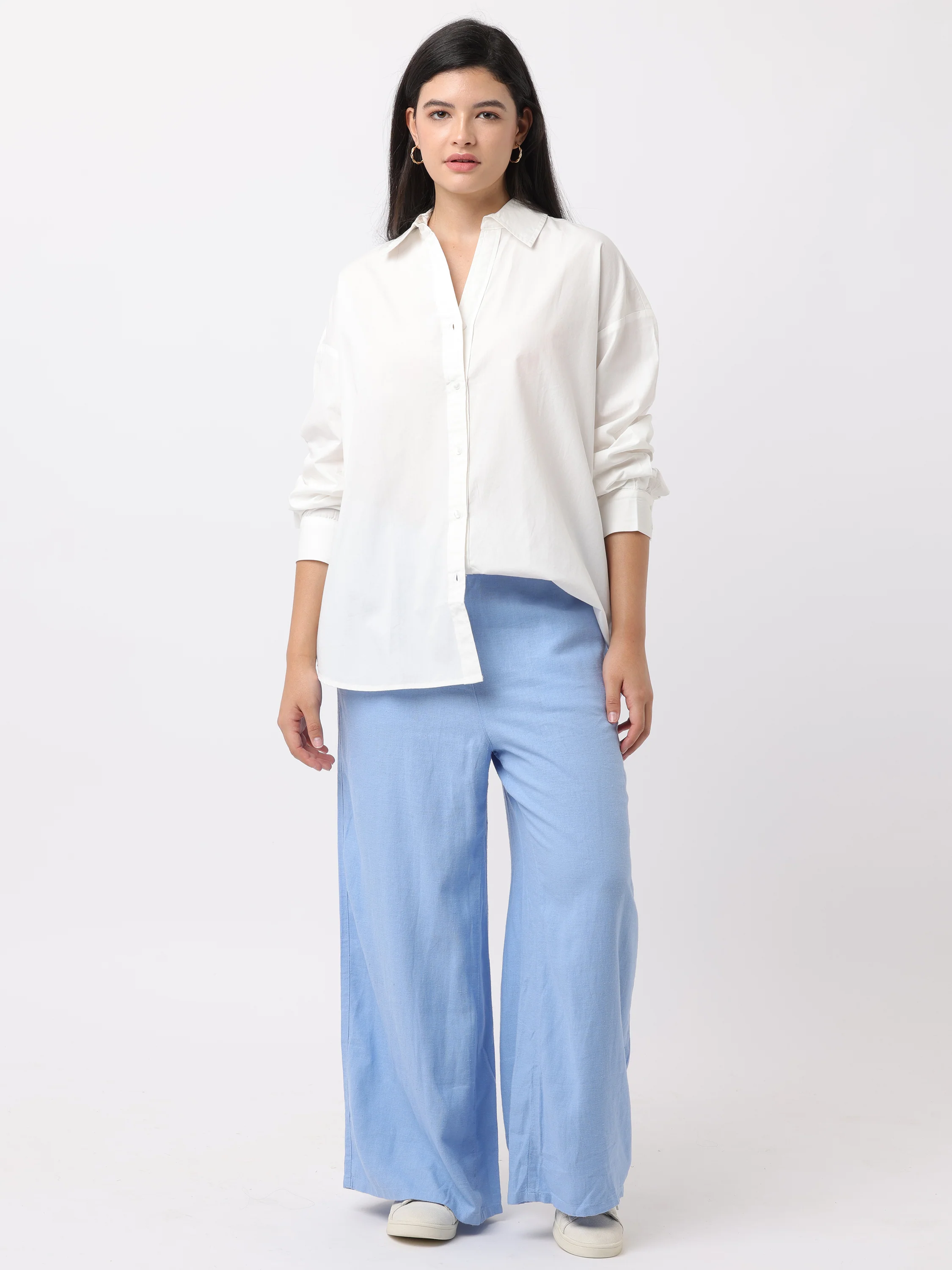 Women Comfortable White Oversized Shirt - Image 4