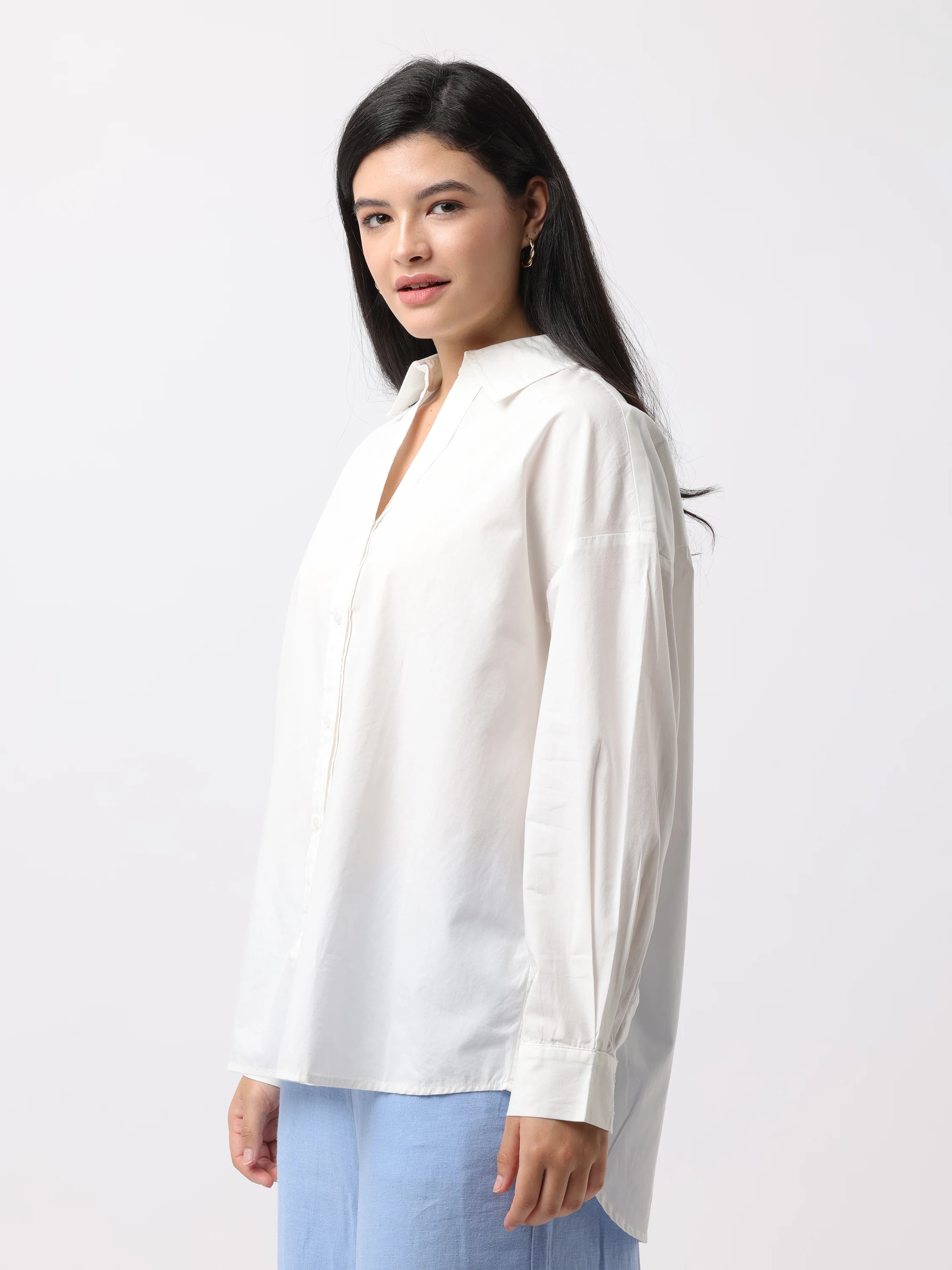 Women Comfortable White Oversized Shirt - Image 6