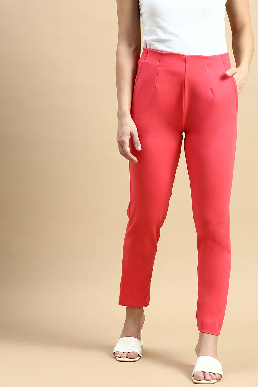 Women Coral Casual Pants - Image 2