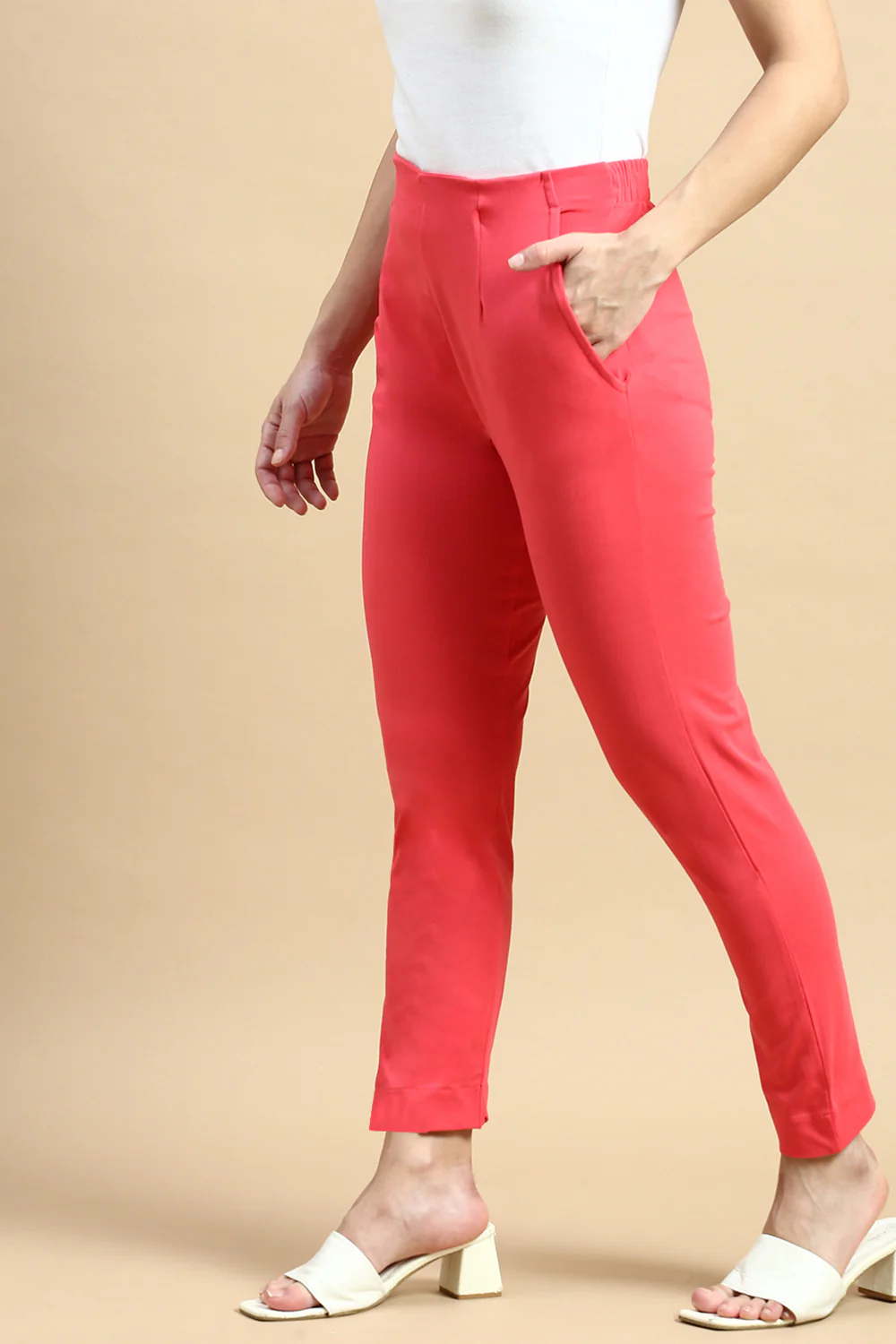 Women Coral Casual Pants - Image 3