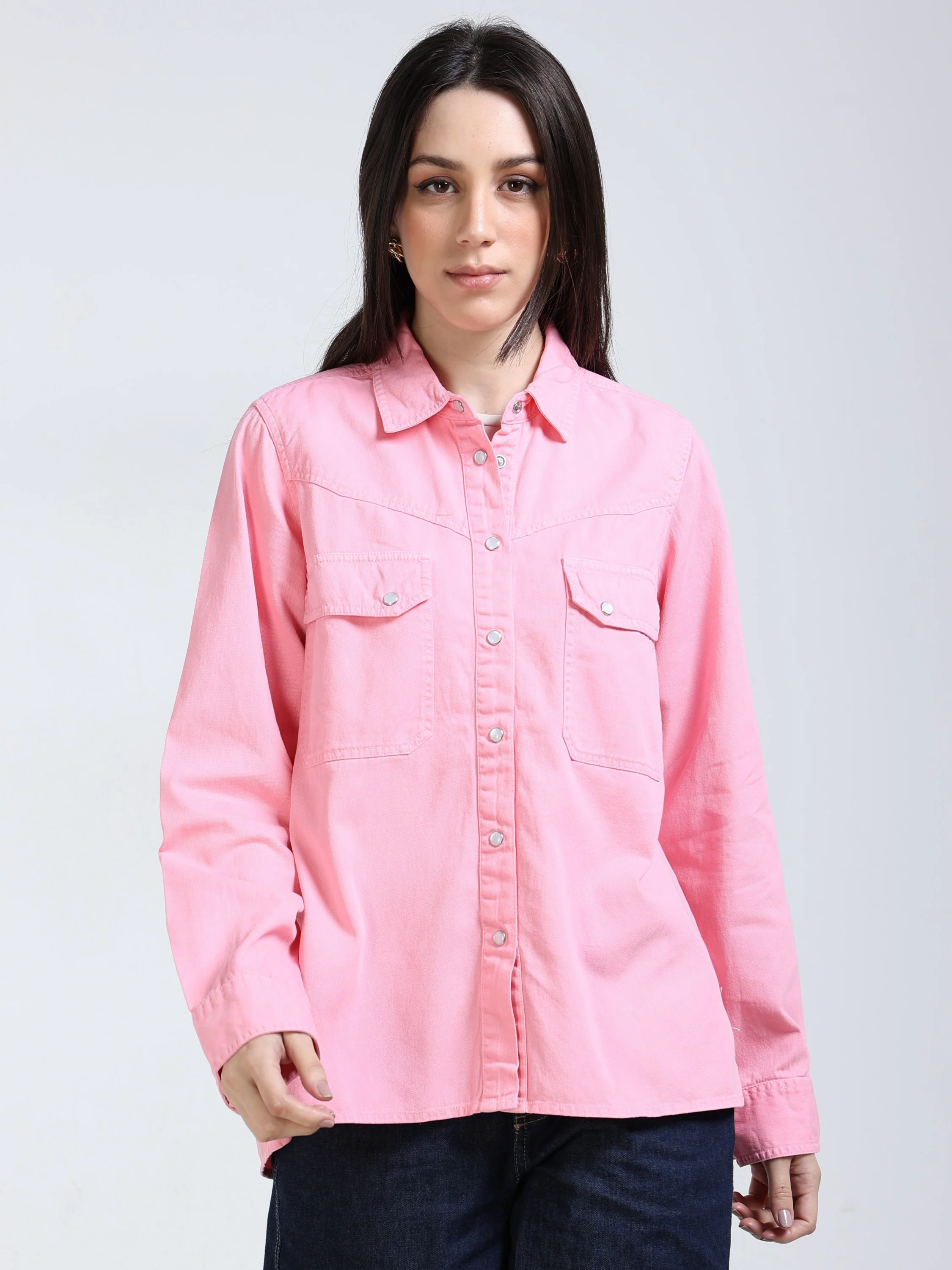 Women Coral Regular Fit Shirt - Image 2