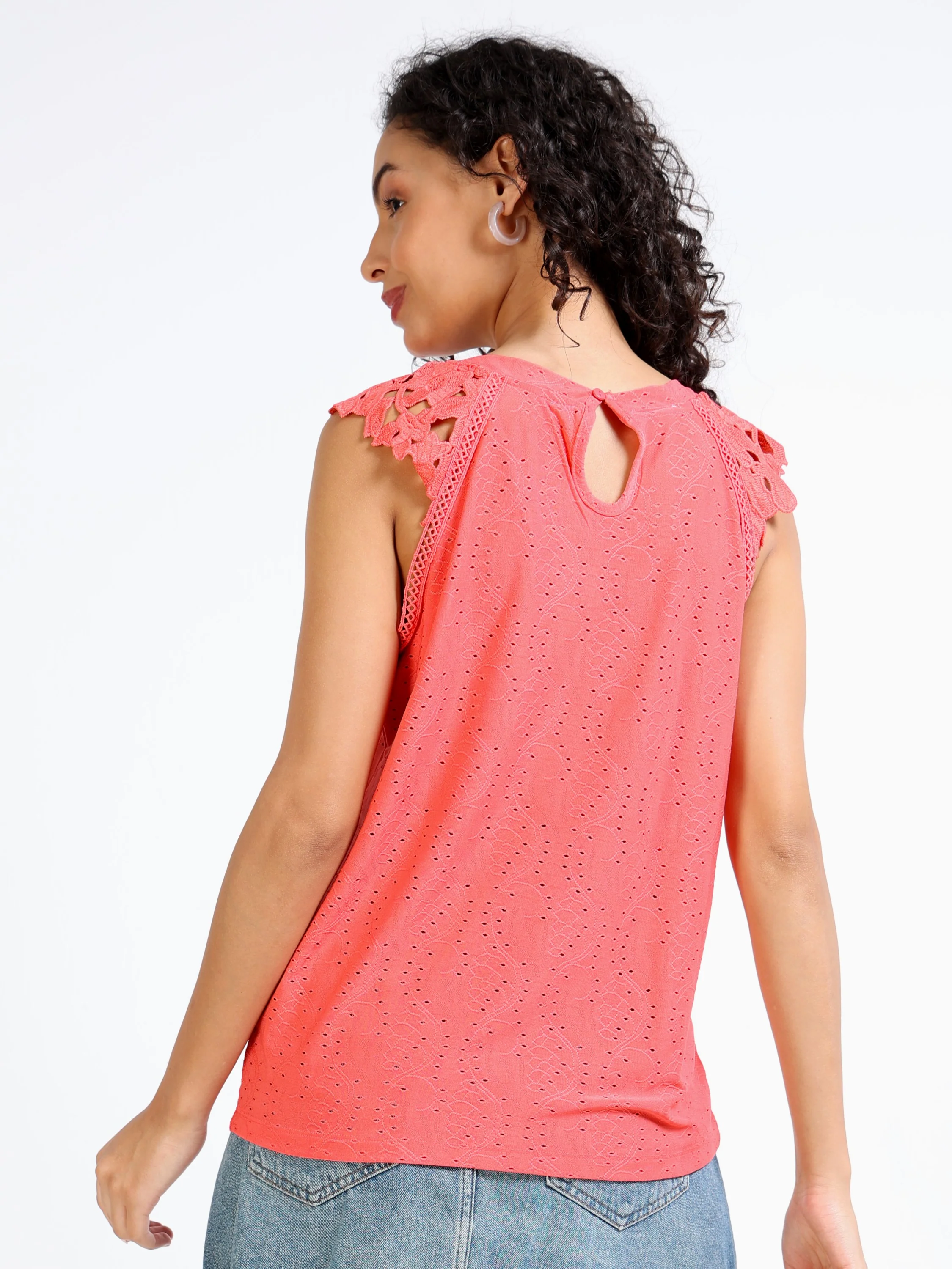 Women Coral Stylish Sleeve Top - Image 3