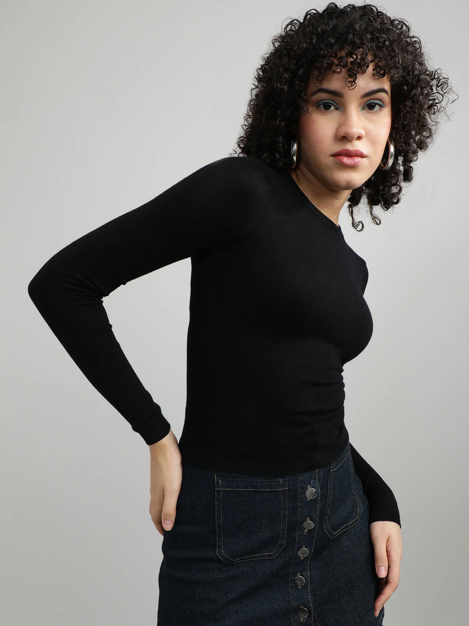 Women Cotton Black Comfy T Shirt - Image 7