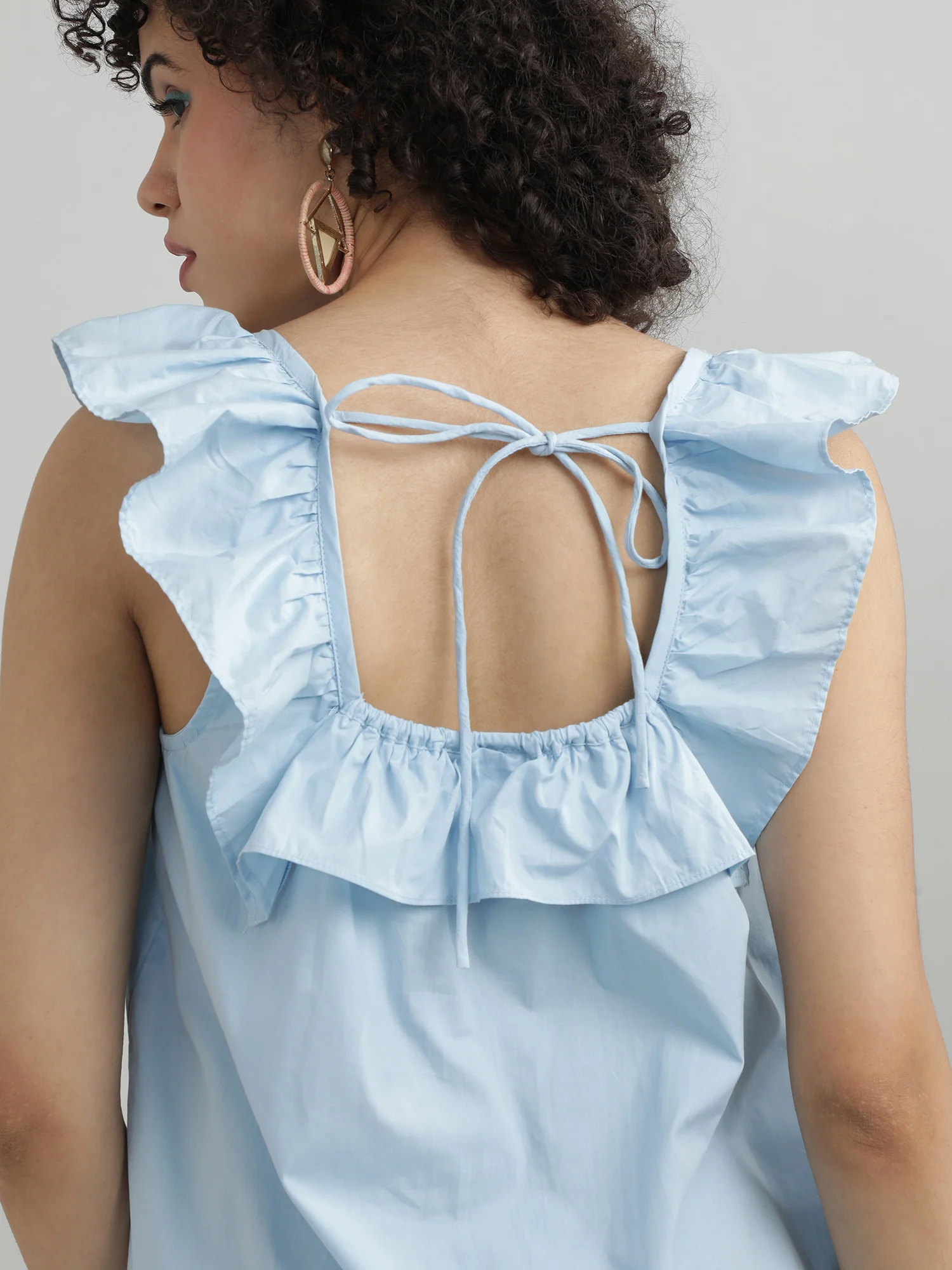 Women Cotton Blue Relaxed Top - Image 8