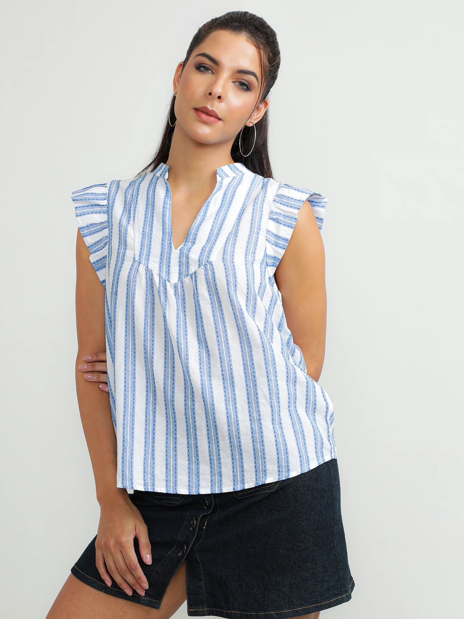Women Cotton Blue Stylish Top - Image 5