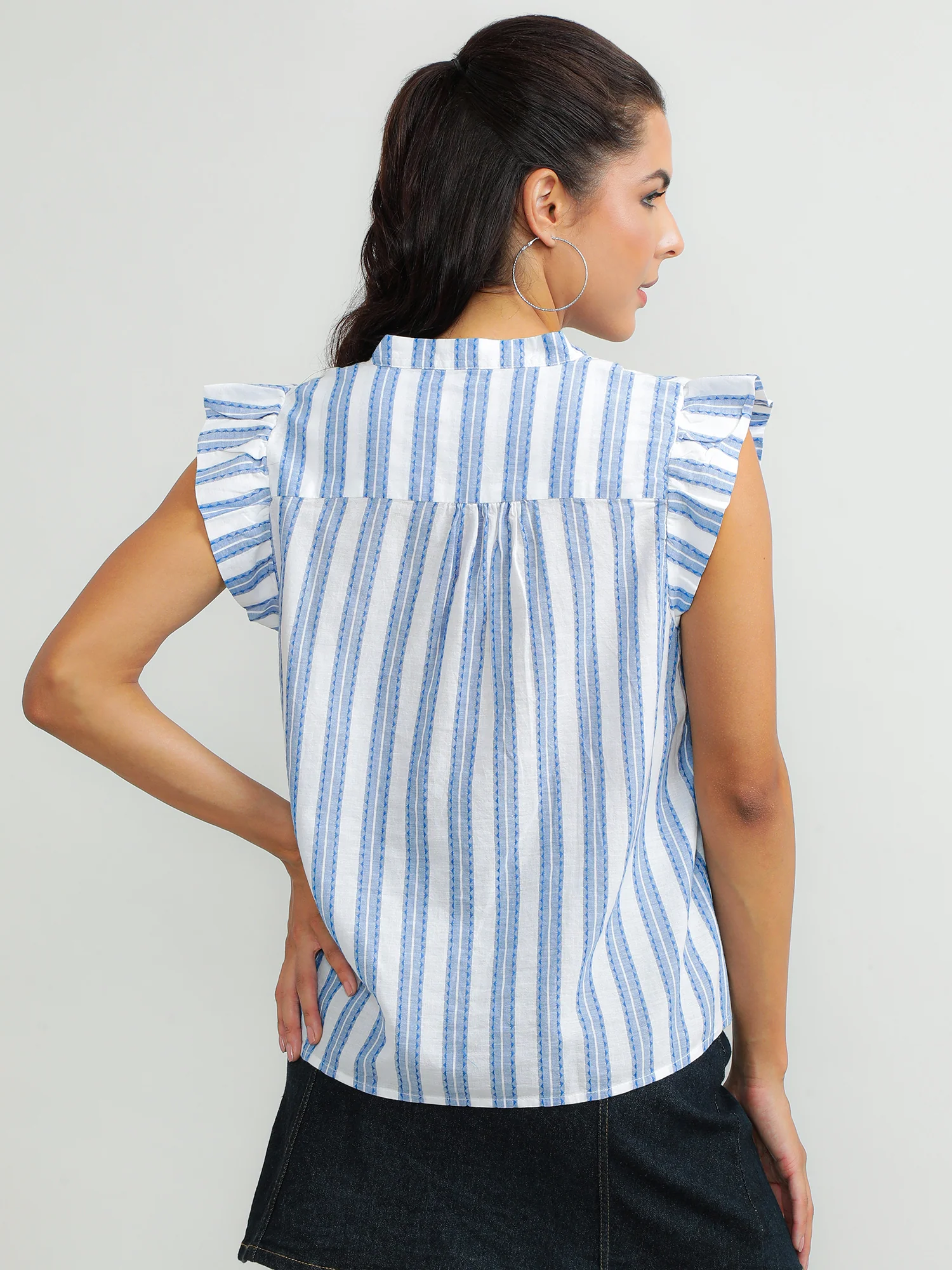 Women Cotton Blue Stylish Top - Image 6