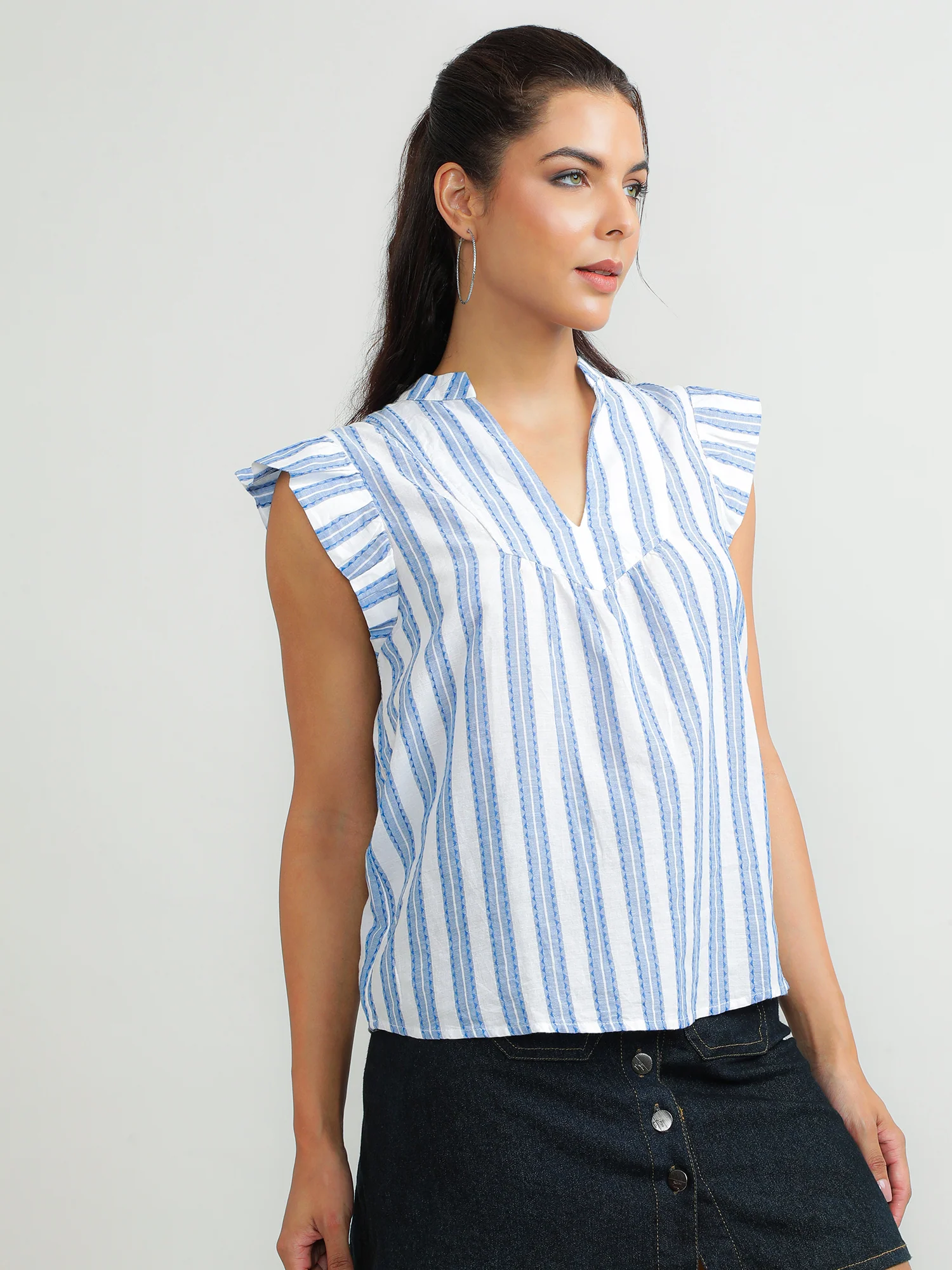 Women Cotton Blue Stylish Top - Image 7