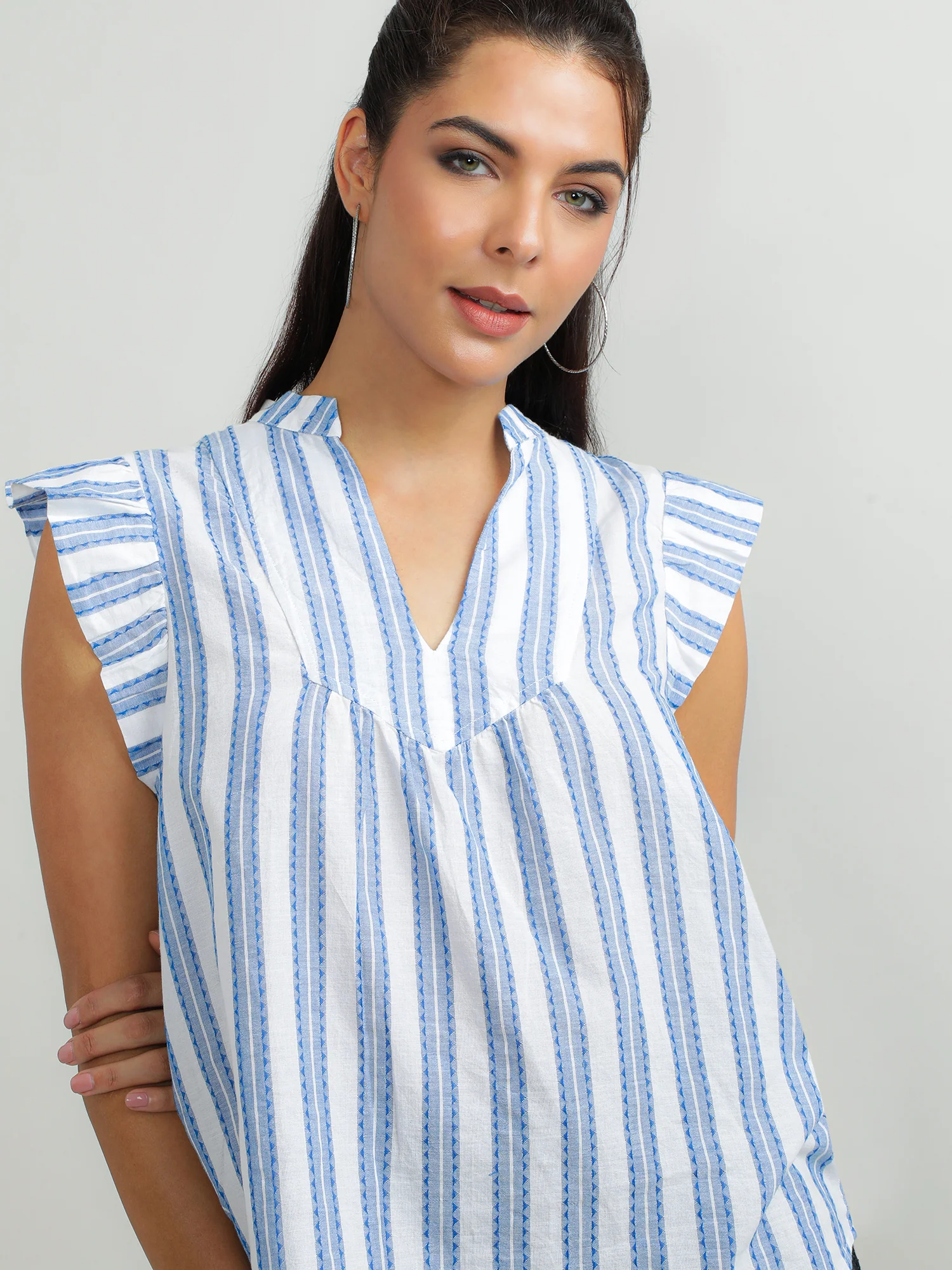 Women Cotton Blue Stylish Top - Image 8