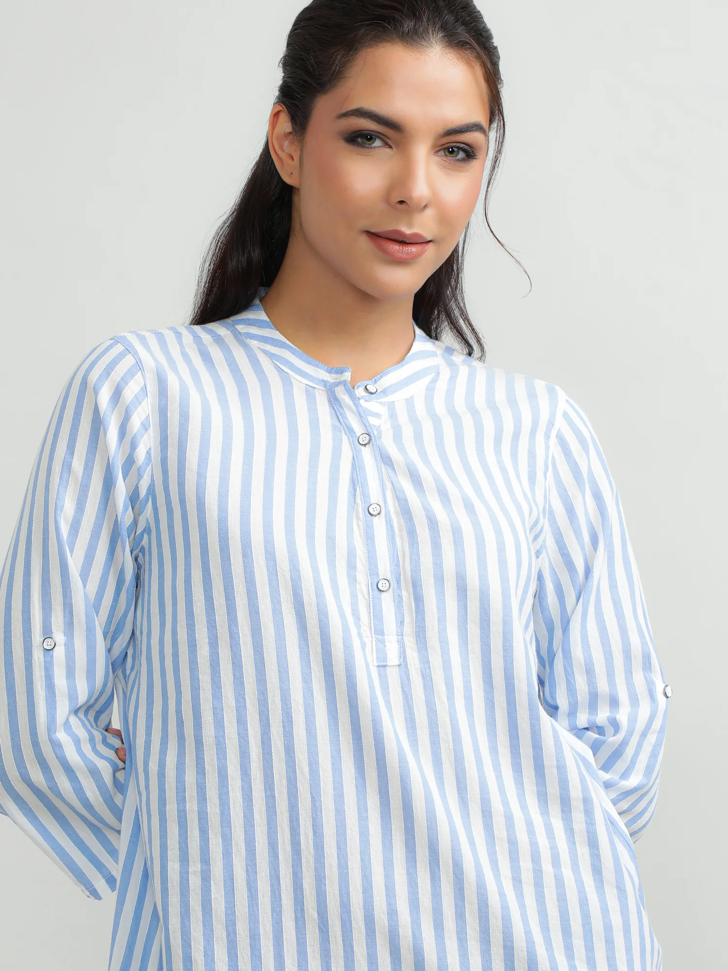 Women Cotton Blue Summer Dress - Image 5