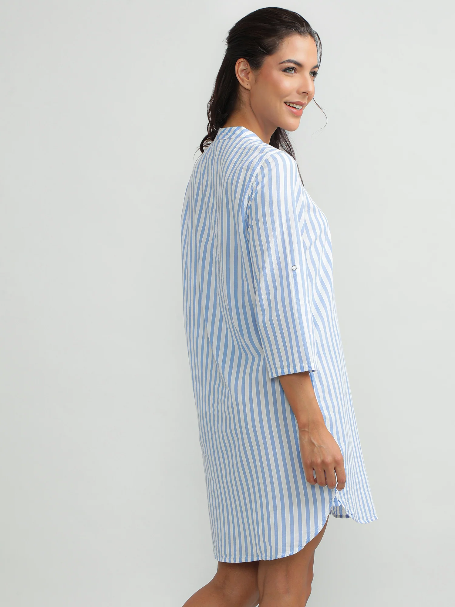 Women Cotton Blue Summer Dress - Image 6