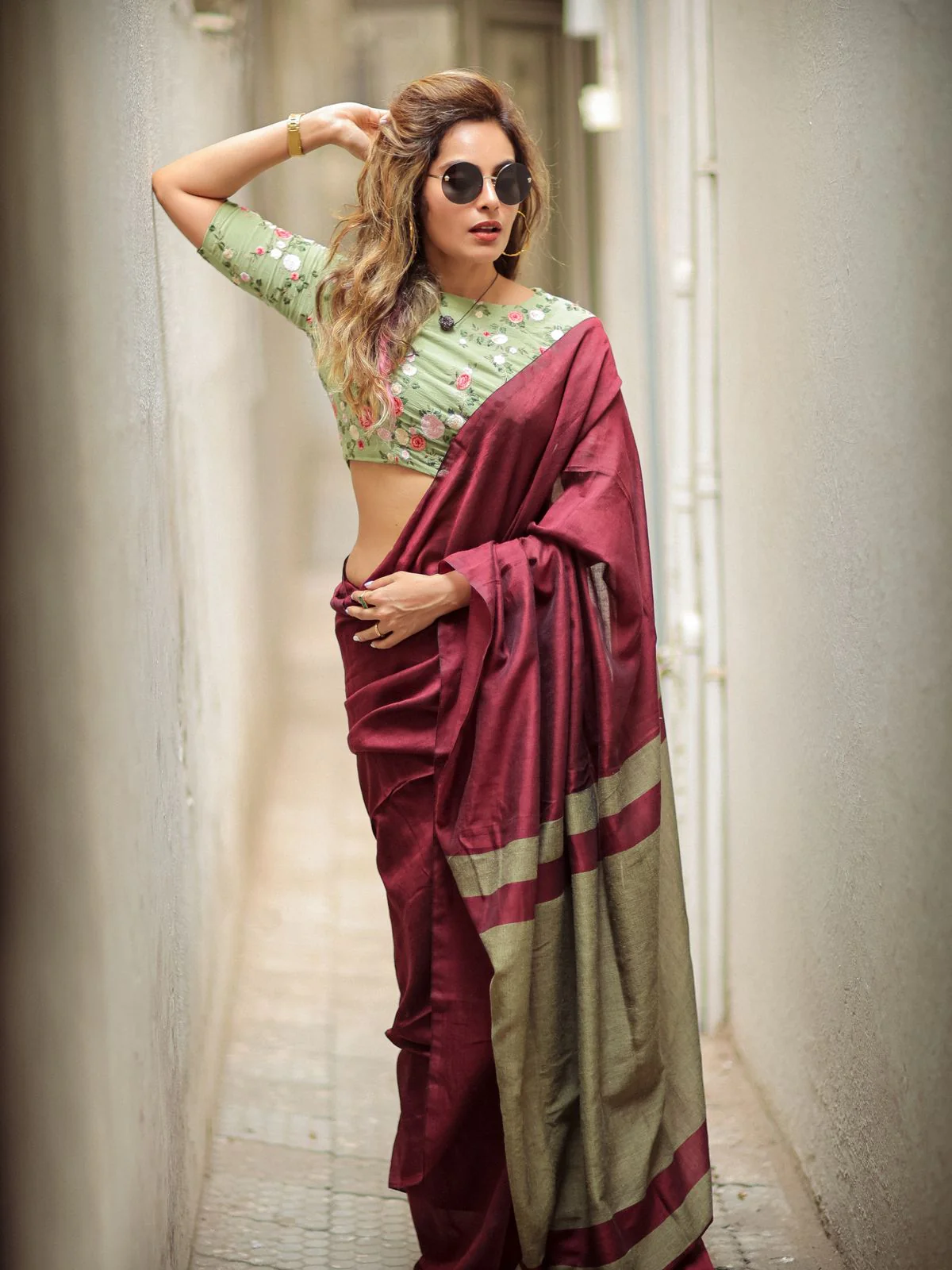 Women Cotton Checks Pallu Saree - Image 6