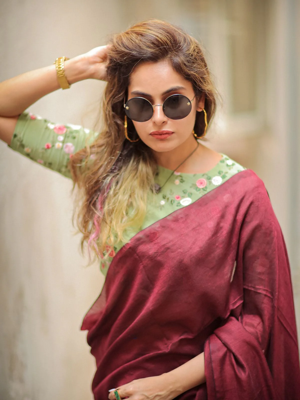 Women Cotton Checks Pallu Saree - Image 7