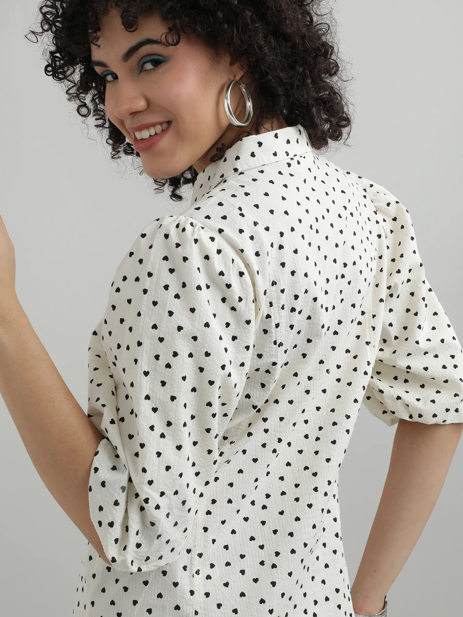 Women Cotton Cream Dress - Image 3