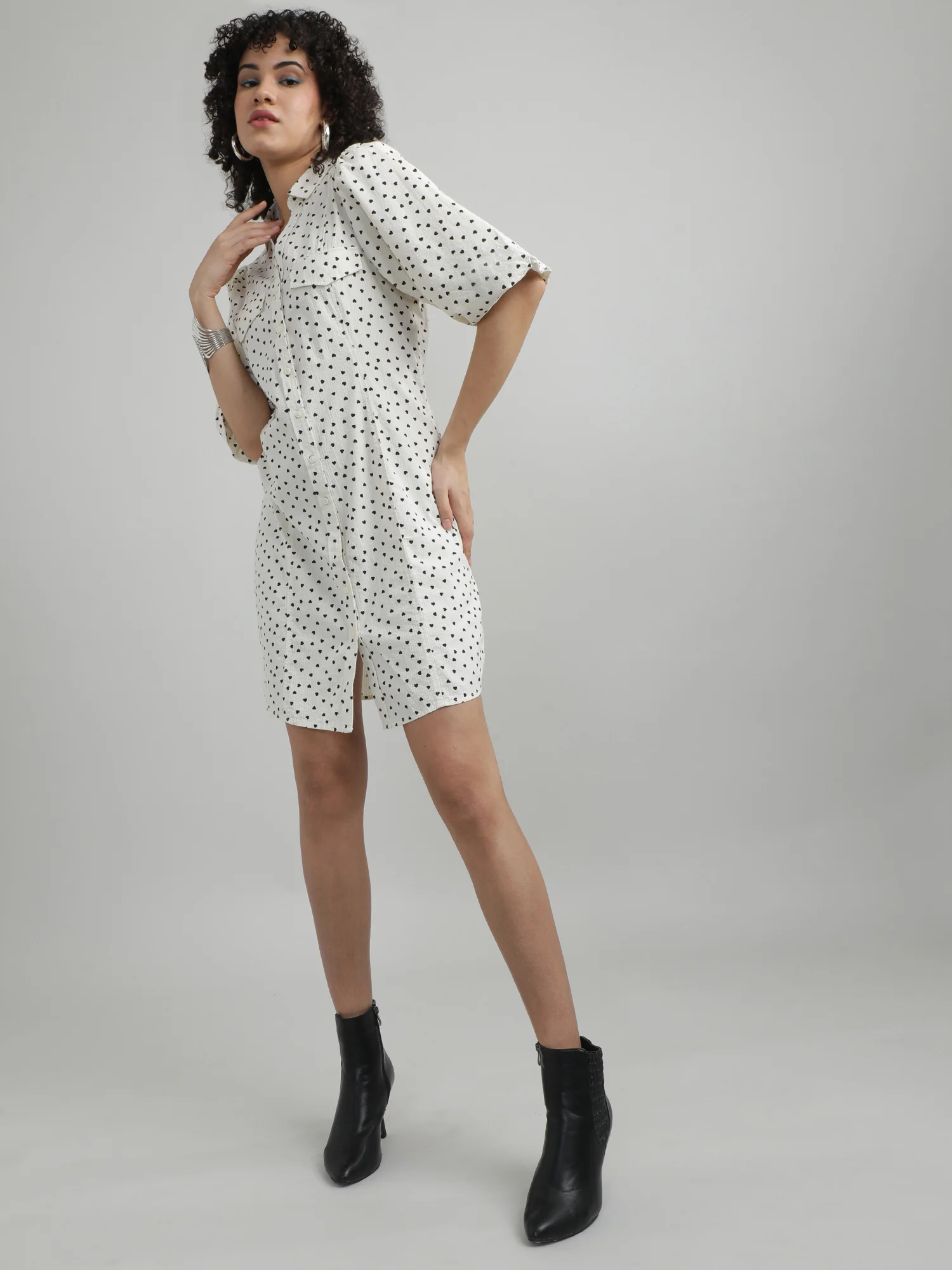 Women Cotton Cream Dress - Image 6