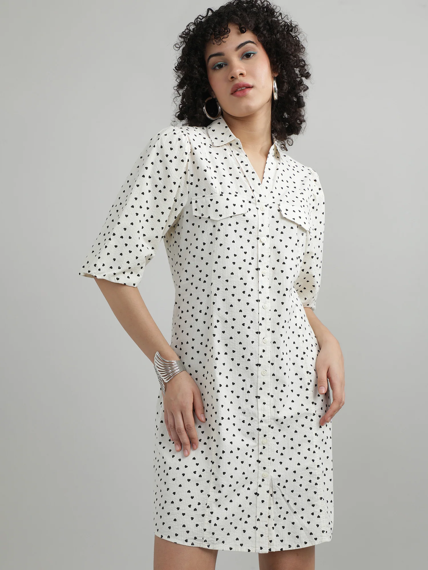 Women Cotton Cream Dress - Image 7