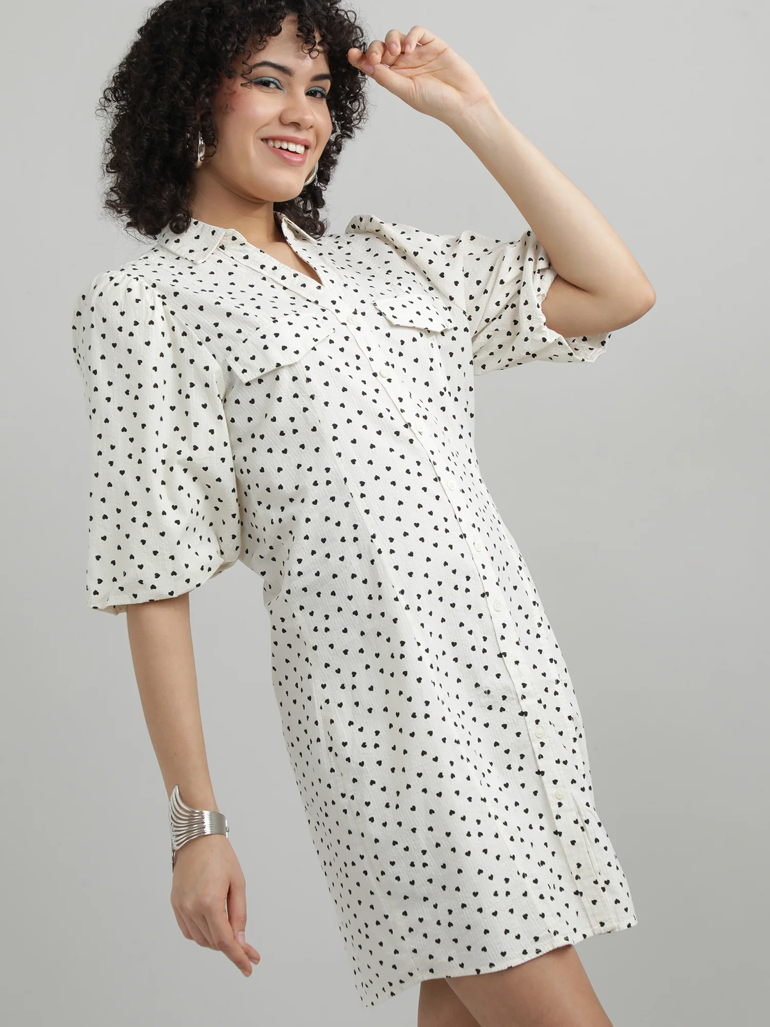 Women Cotton Cream Dress - Image 9