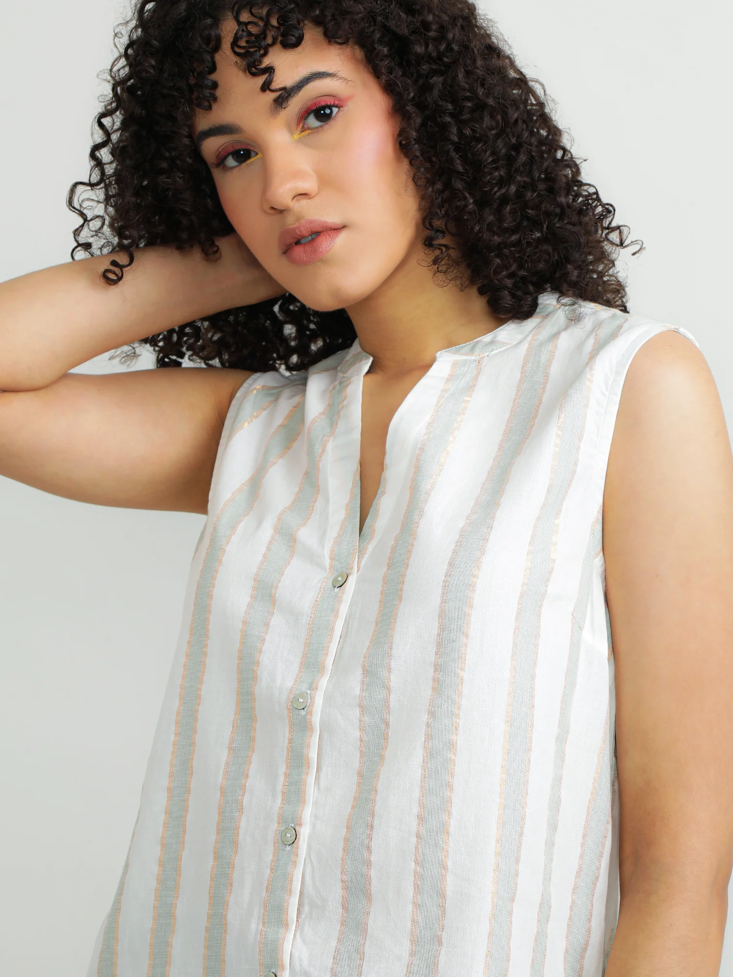 Women Cotton Cream Elegant Top - Image 5