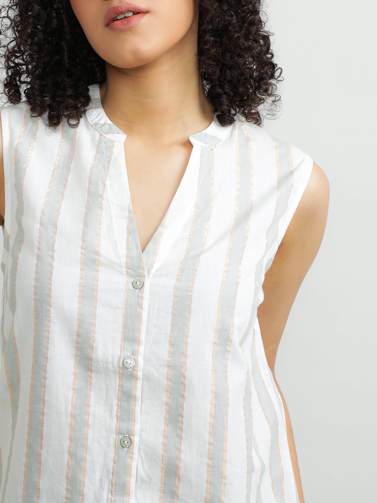 Women Cotton Cream Elegant Top - Image 6