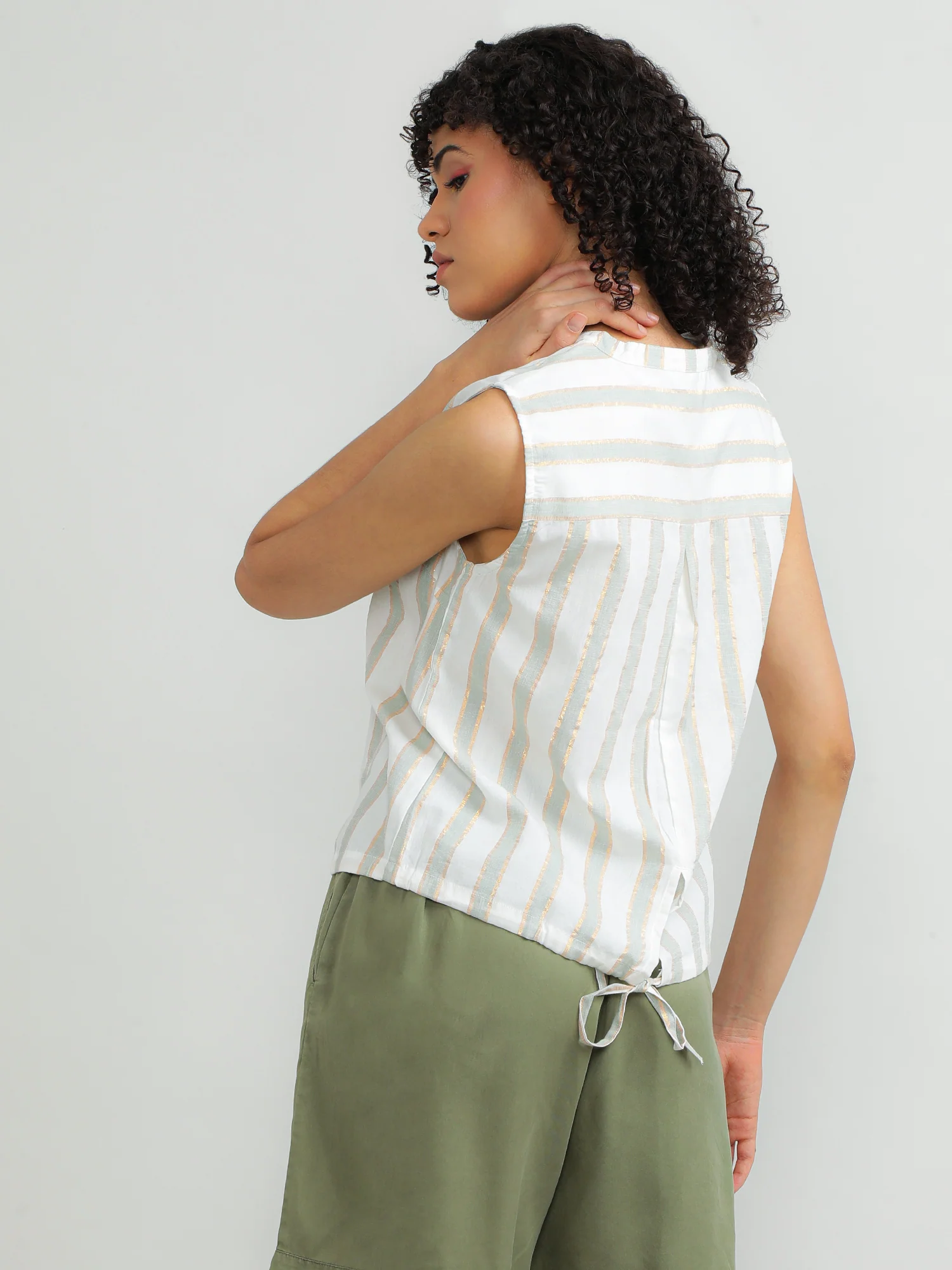 Women Cotton Cream Elegant Top - Image 7