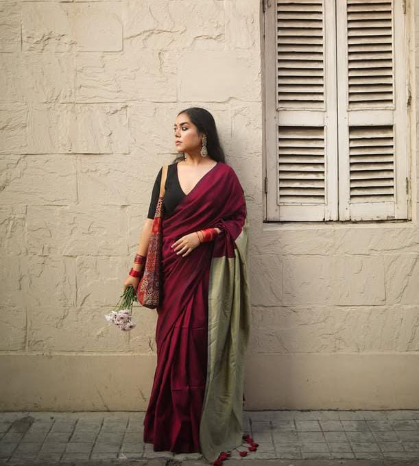 Women Cotton Ficha Pallu Saree - Image 3