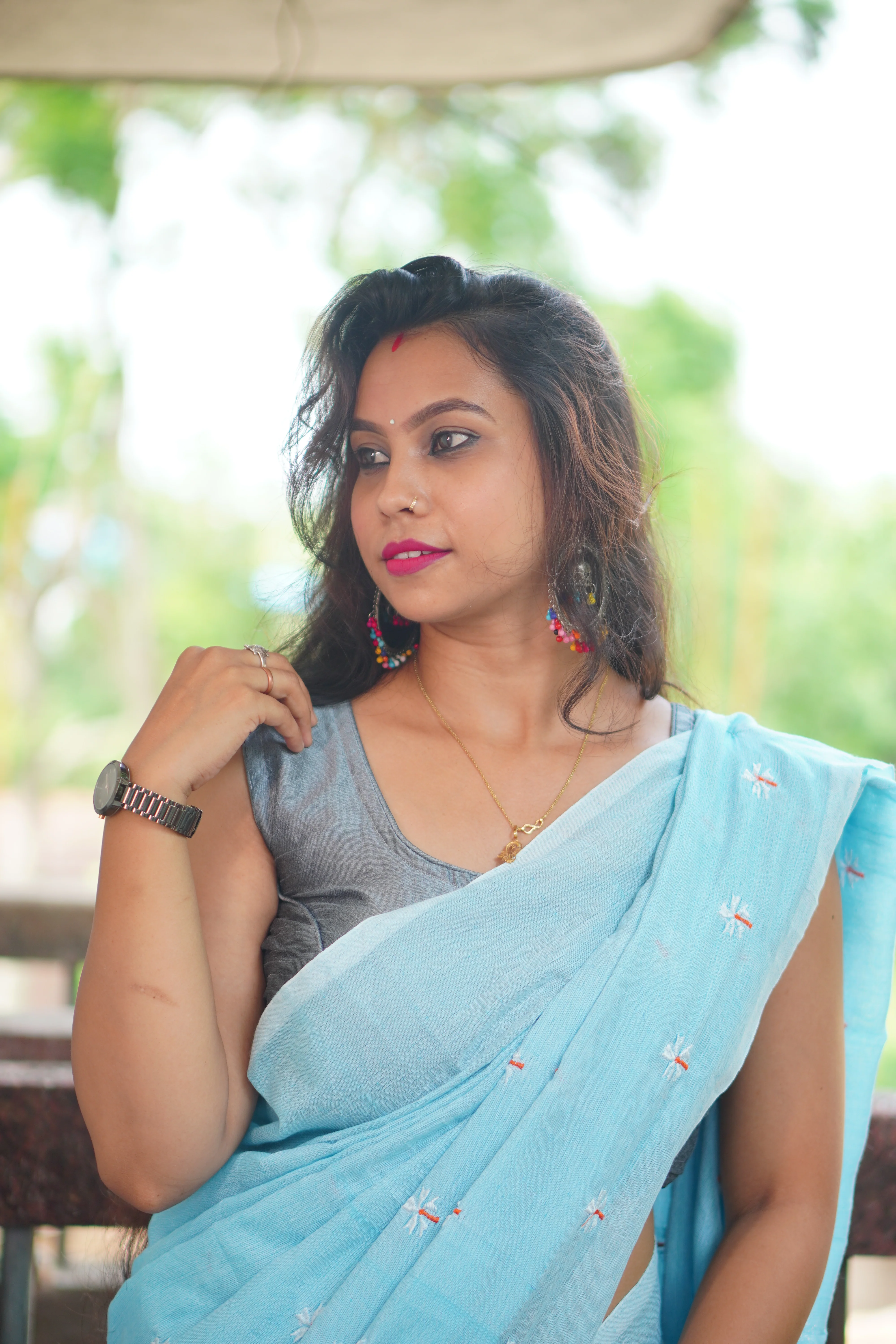 Women Cotton Floral Design Saree - Image 2