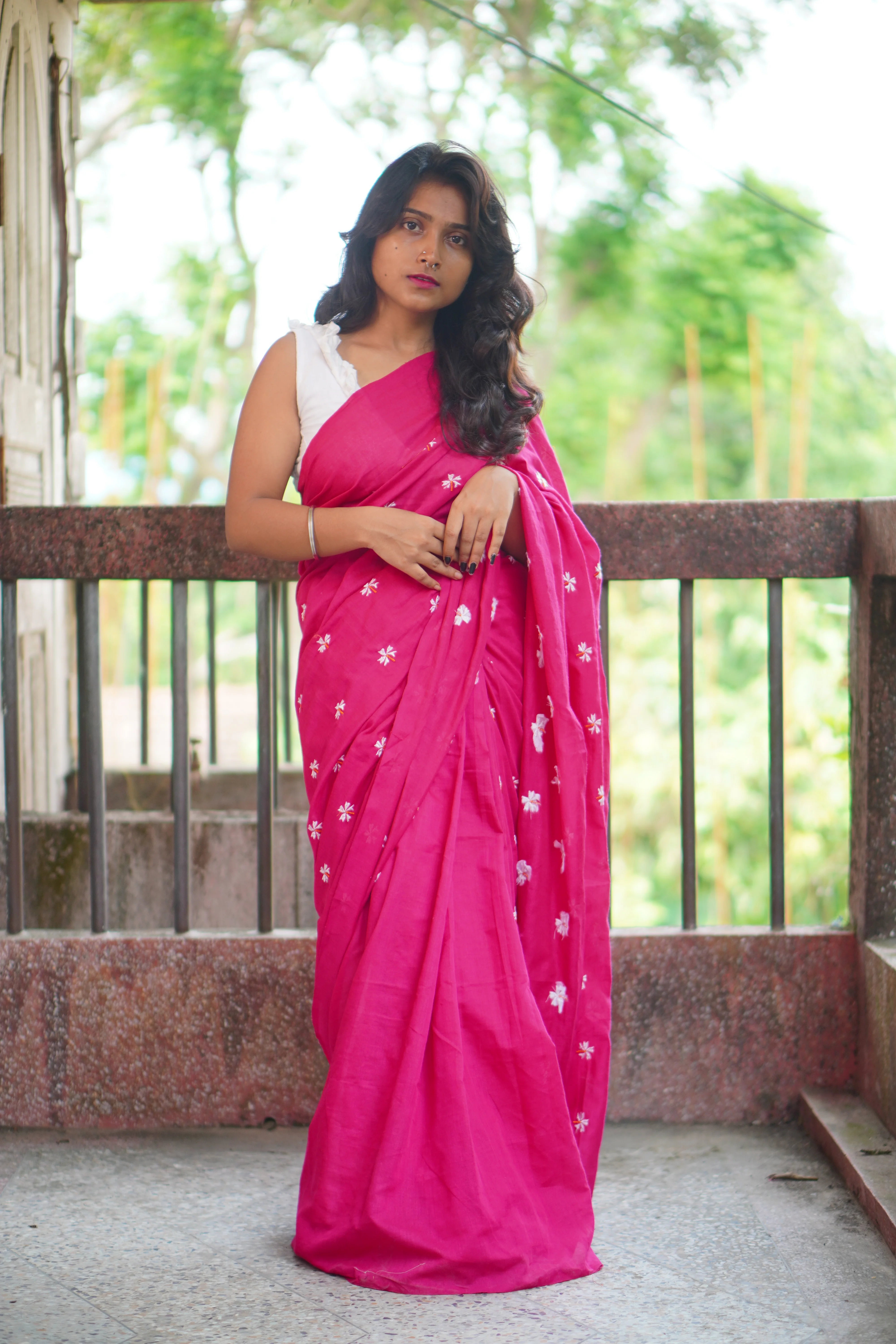 Women Cotton Floral Design Saree - Image 5