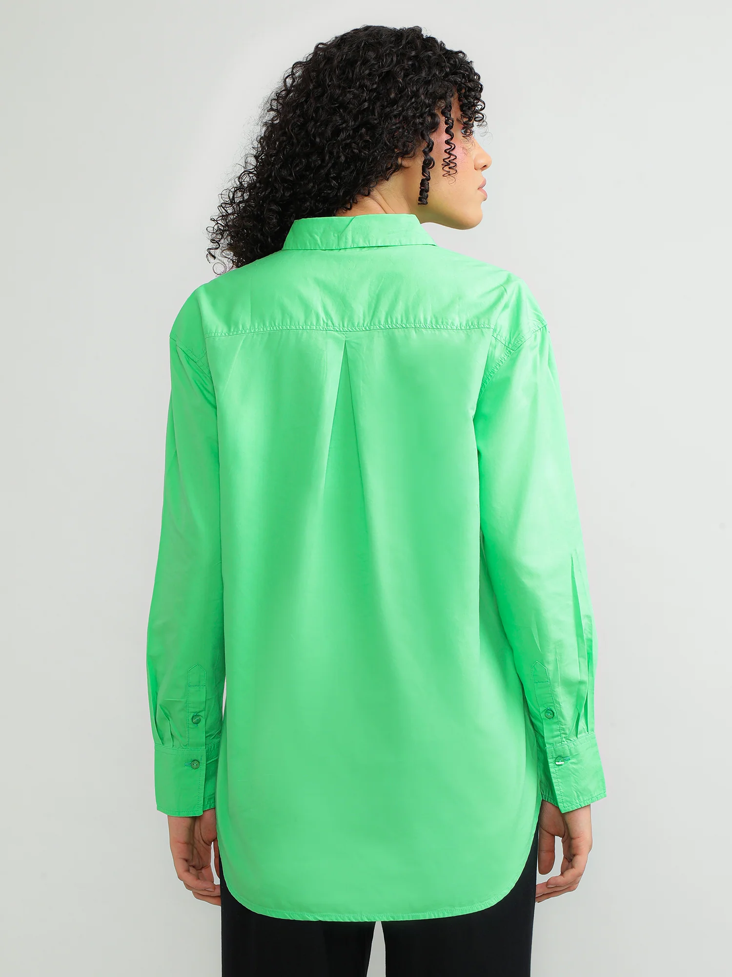 Women Cotton Green Casual Shirt - Image 6