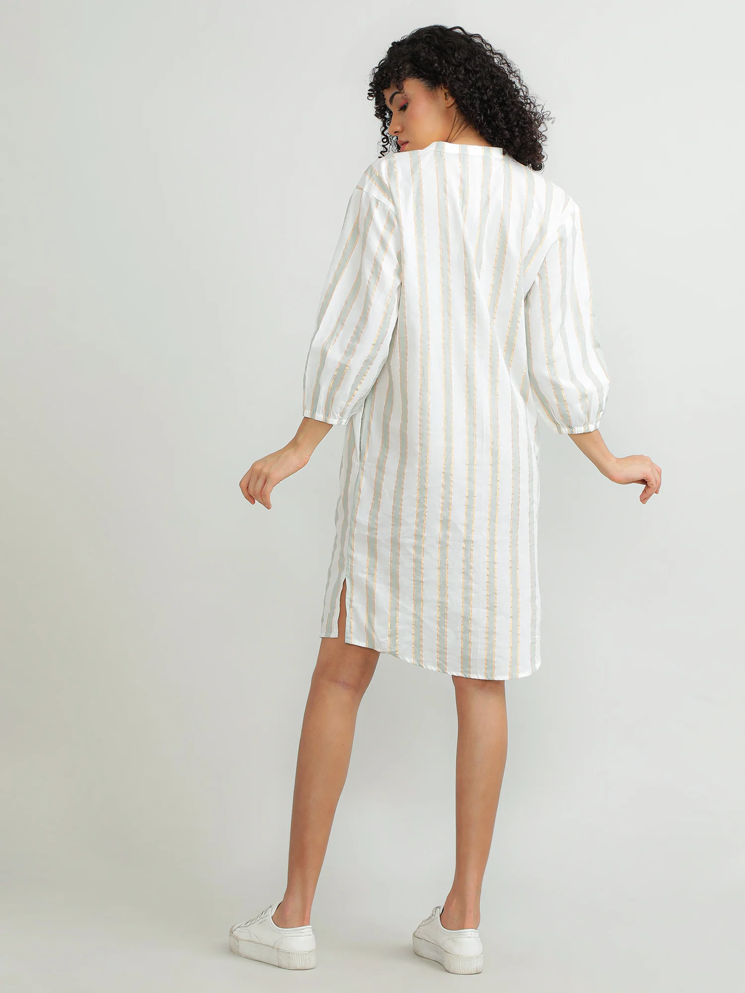 Women Cotton Green Chic Dress - Image 5