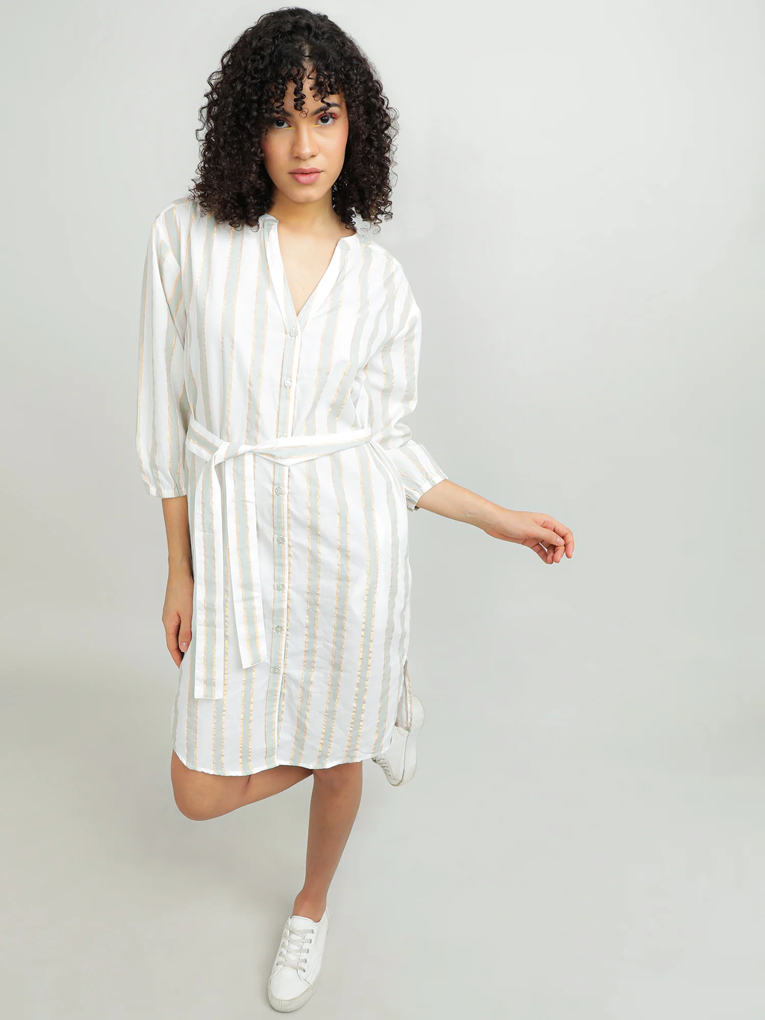 Women Cotton Green Chic Dress - Image 8