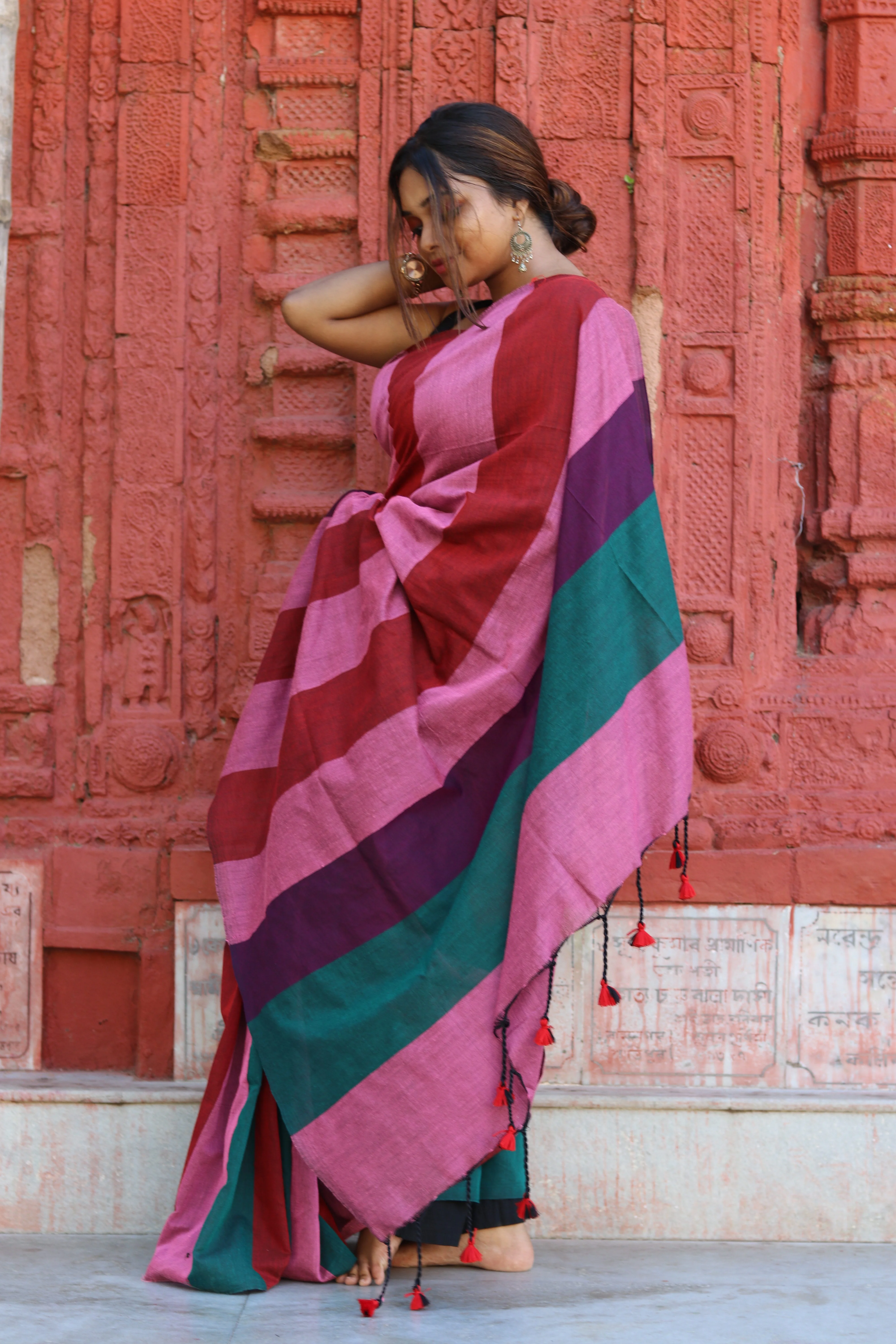 Women Cotton Multi Color Cotton Saree - Image 3