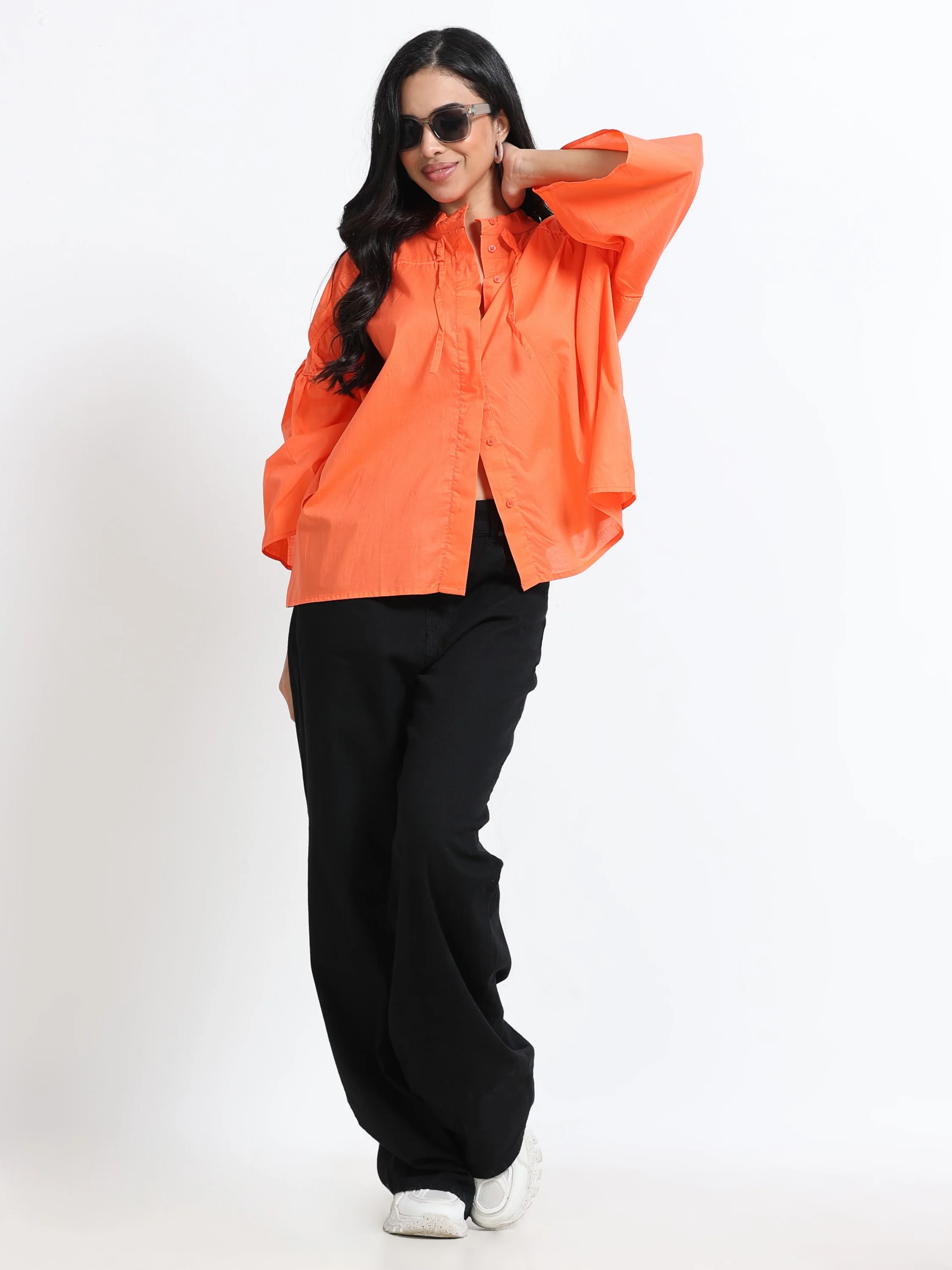 Women Cotton Oversized Coral Top - Image 2