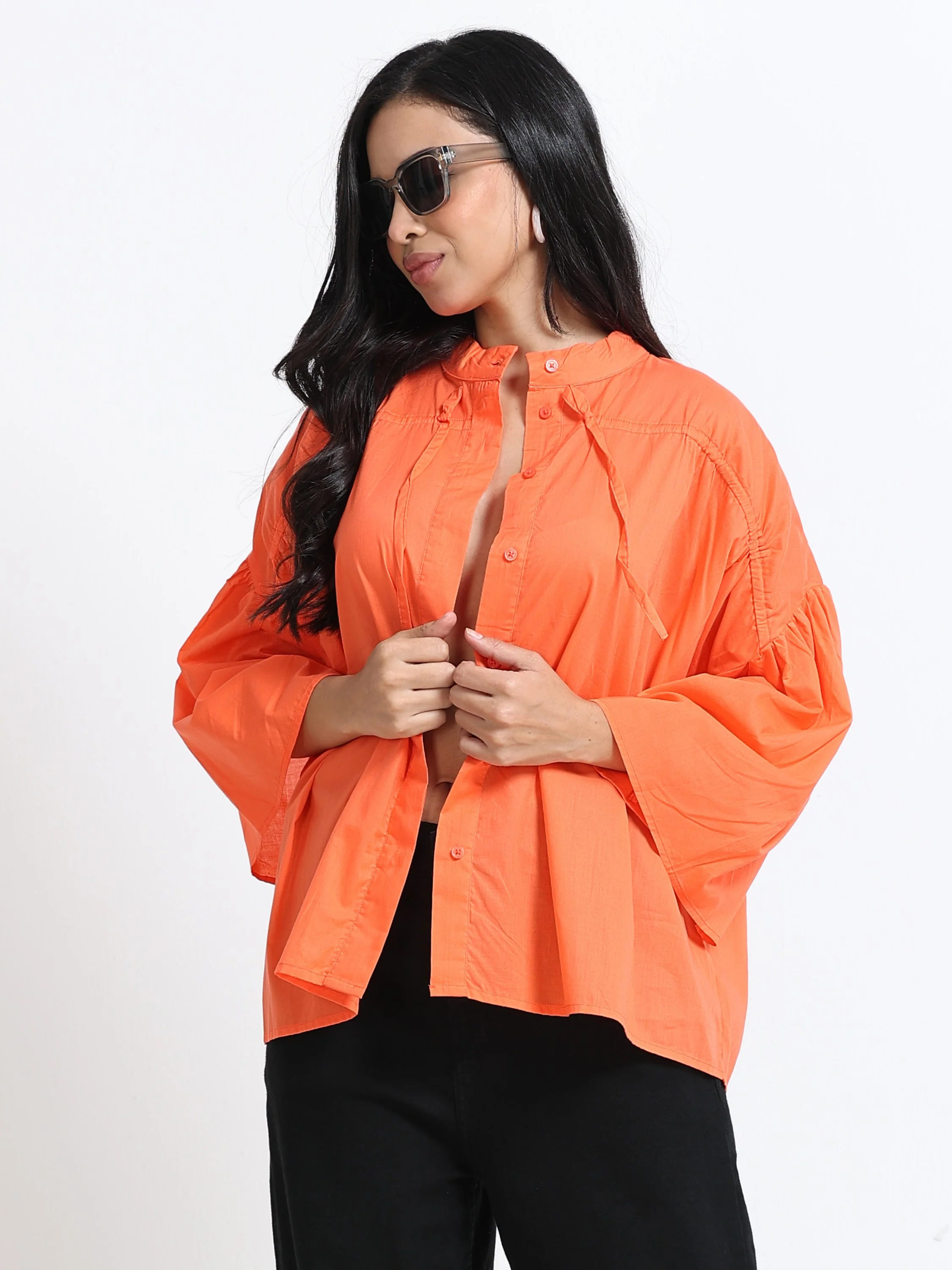 Women Cotton Oversized Coral Top - Image 7